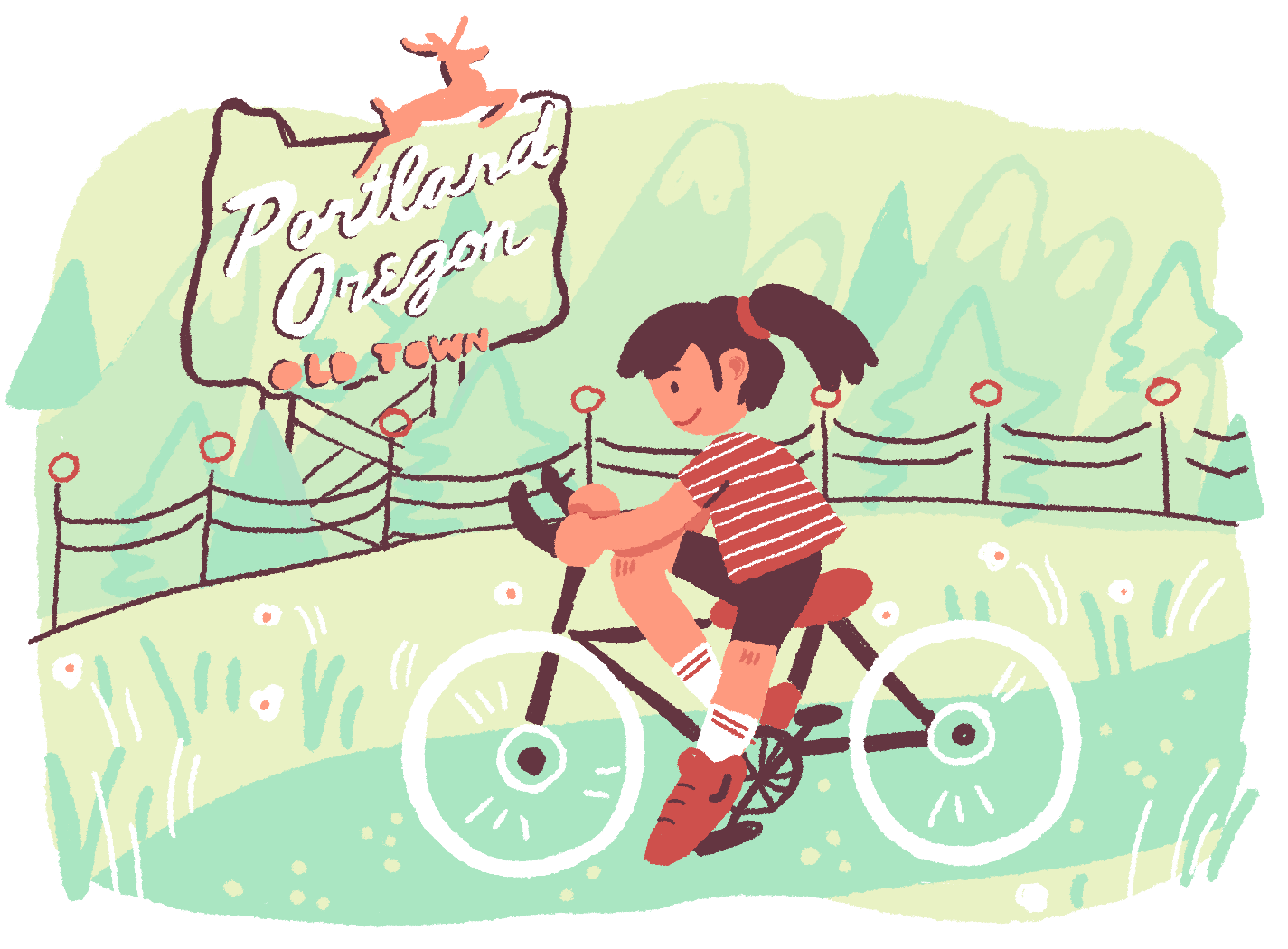  spot illustration of portland, oregon 