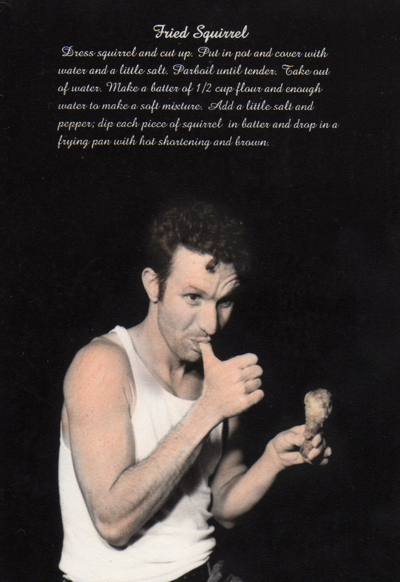  Bobby enjoying some fried squirrel in a hand-colored silver gelatin print from 1999. 