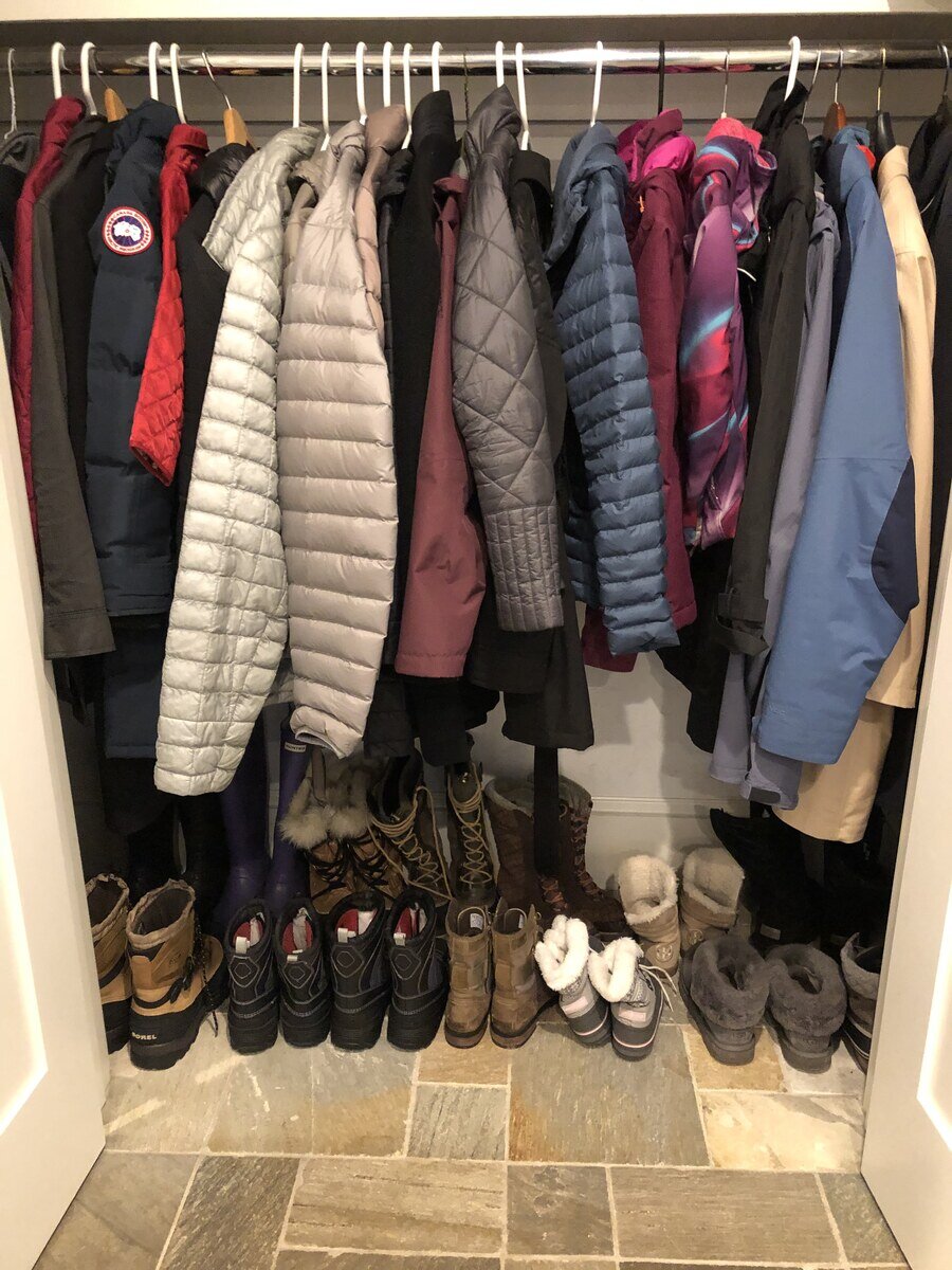 Tidied-up coat closet