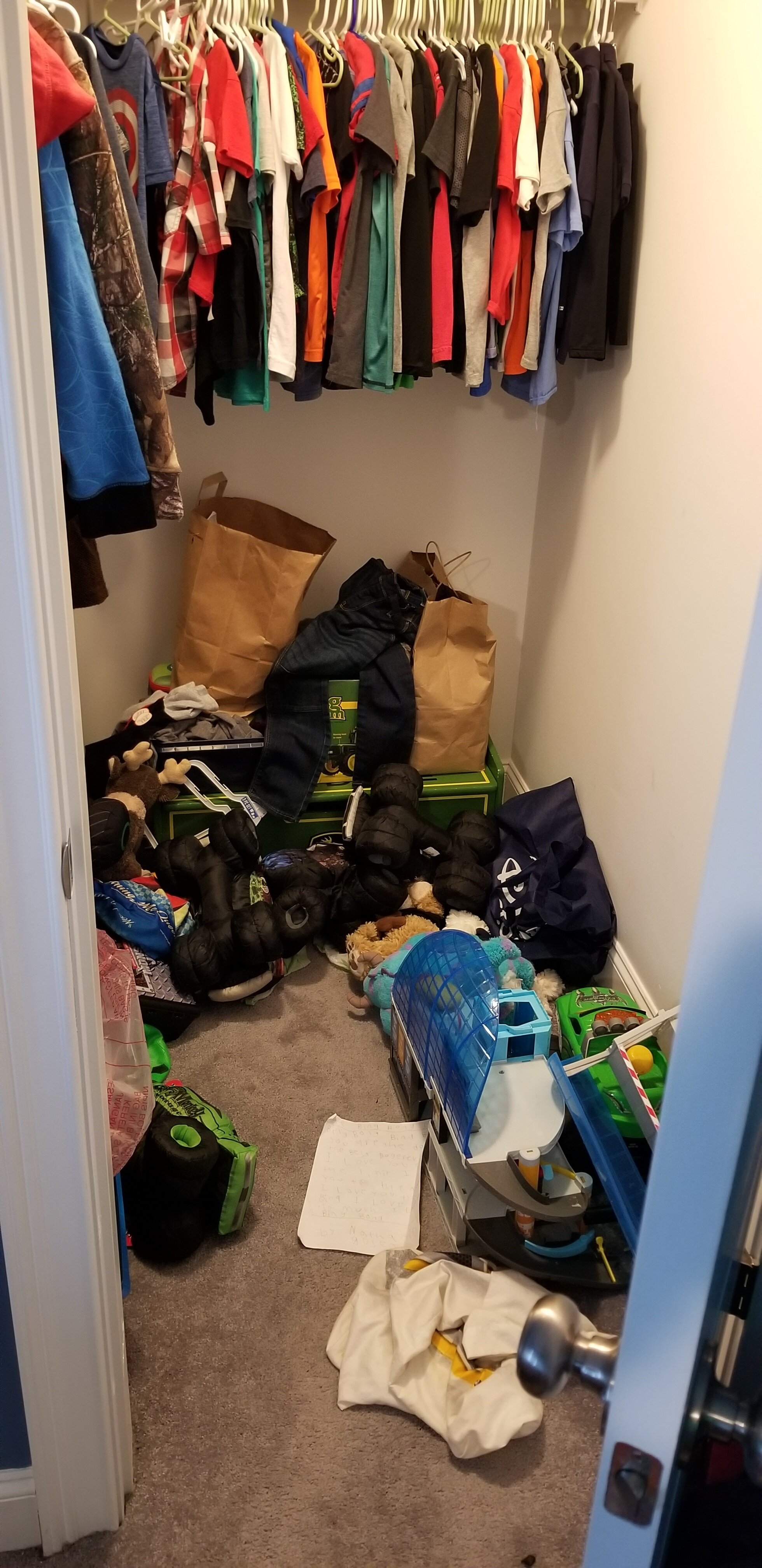 Child's closet before