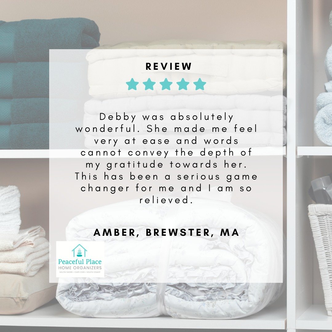 Another client has joined the Debby fan club! 😍
Like all members of Team Peace, Debby brings her whole heart to a job - as well as her hands.
Her compassion and hard work are a huge relief for clients stuck in overwhelm. 
#professionalorganizer