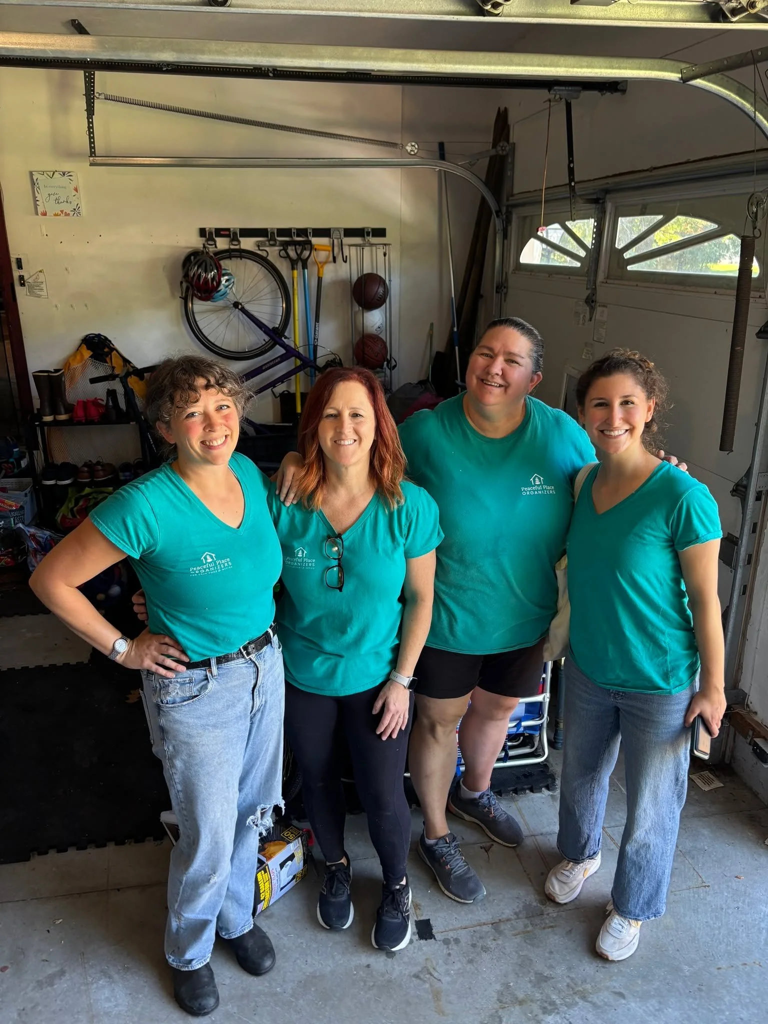 It took a team for this combined basement and garage job in Brockton!  Team Peace organizers Emma,  Debby, Julie, and Janna crushed it 💪 !  Check out the piles for donation and disposal.  Instead of pecking away for months and going in circles, why 