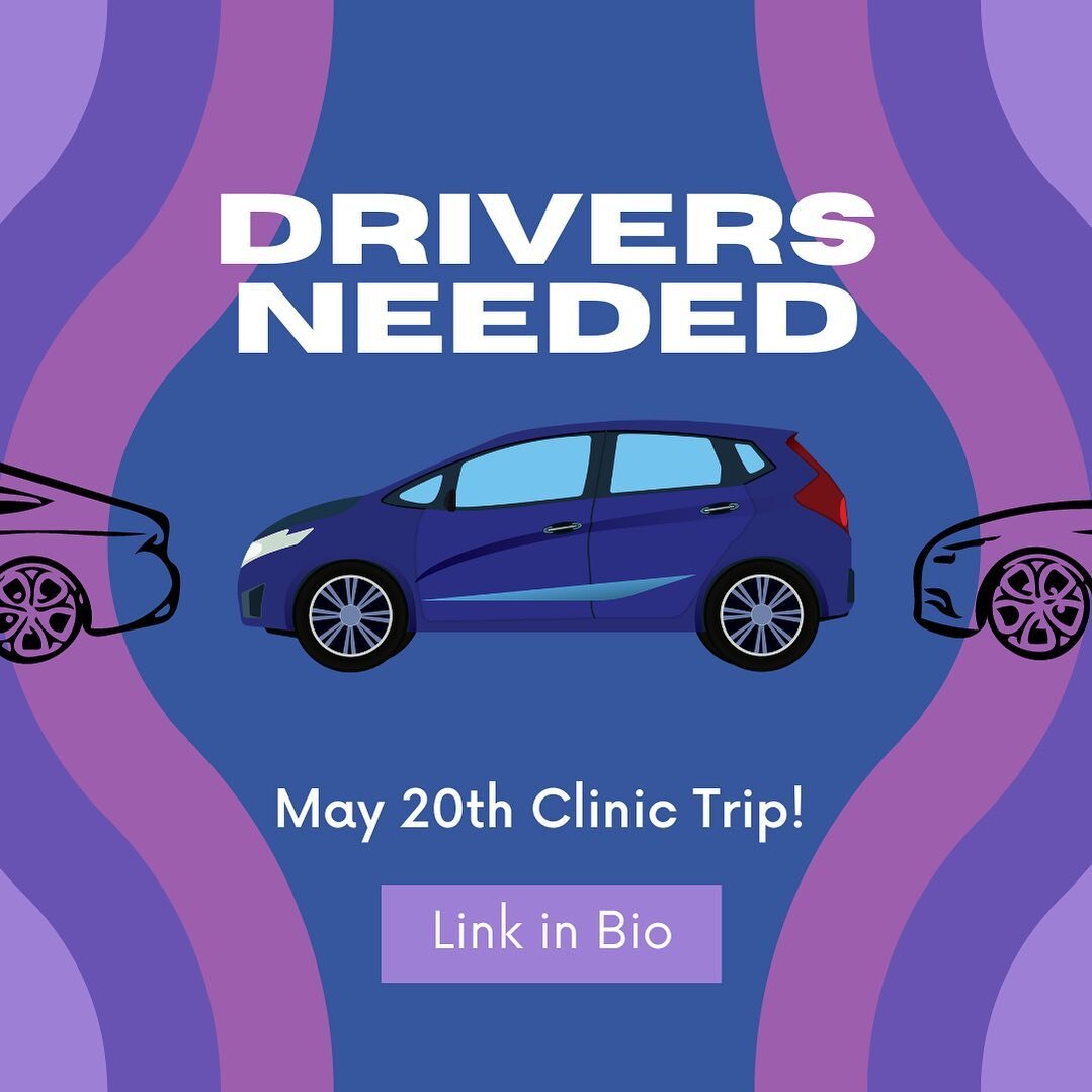 📢📢Drivers needed for our upcoming clinic trip on Saturday, May 20th!! Our clinics are made possible by those who volunteer to drive. 

Drivers will be reimbursed for gas money, insurance, and get the clinic fee&nbsp;waived! Use the link in our bio 