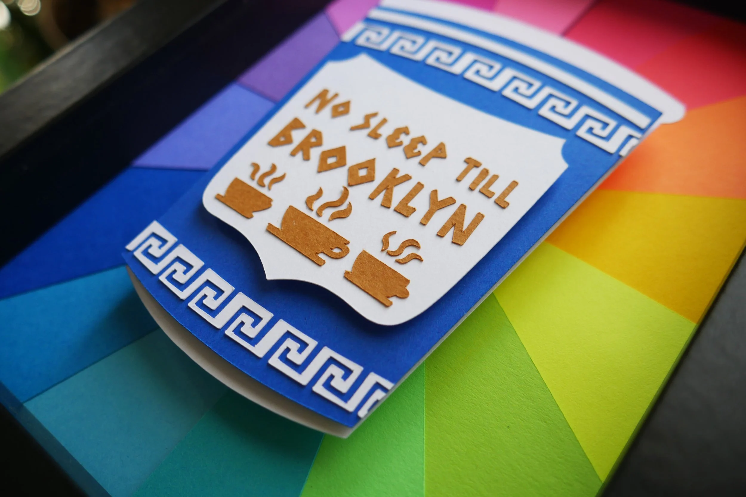 No Sleep Till Brooklyn NYC Coffee Cup Handmade Paper Art