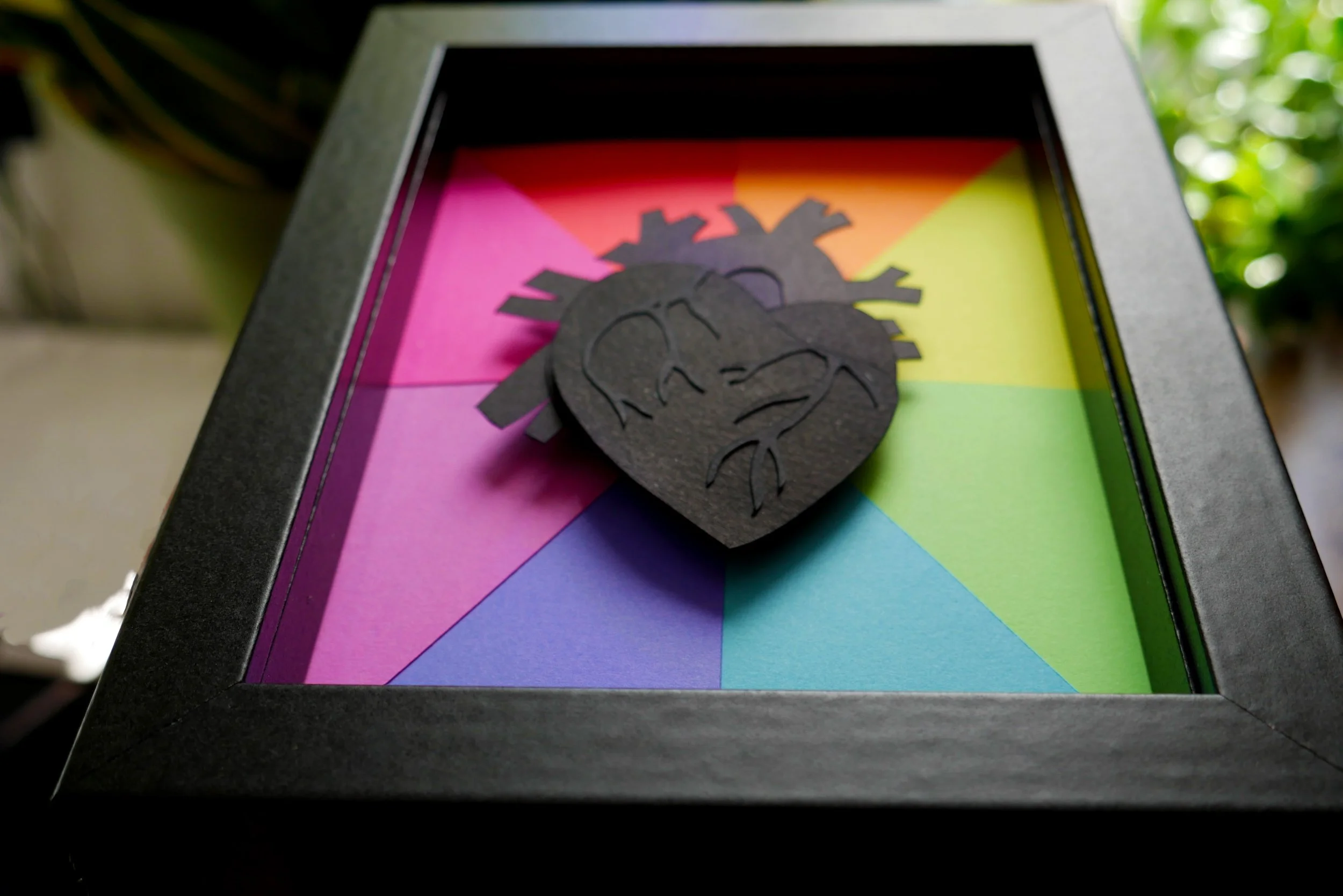 Unique Black Heart Handmade Paper Art