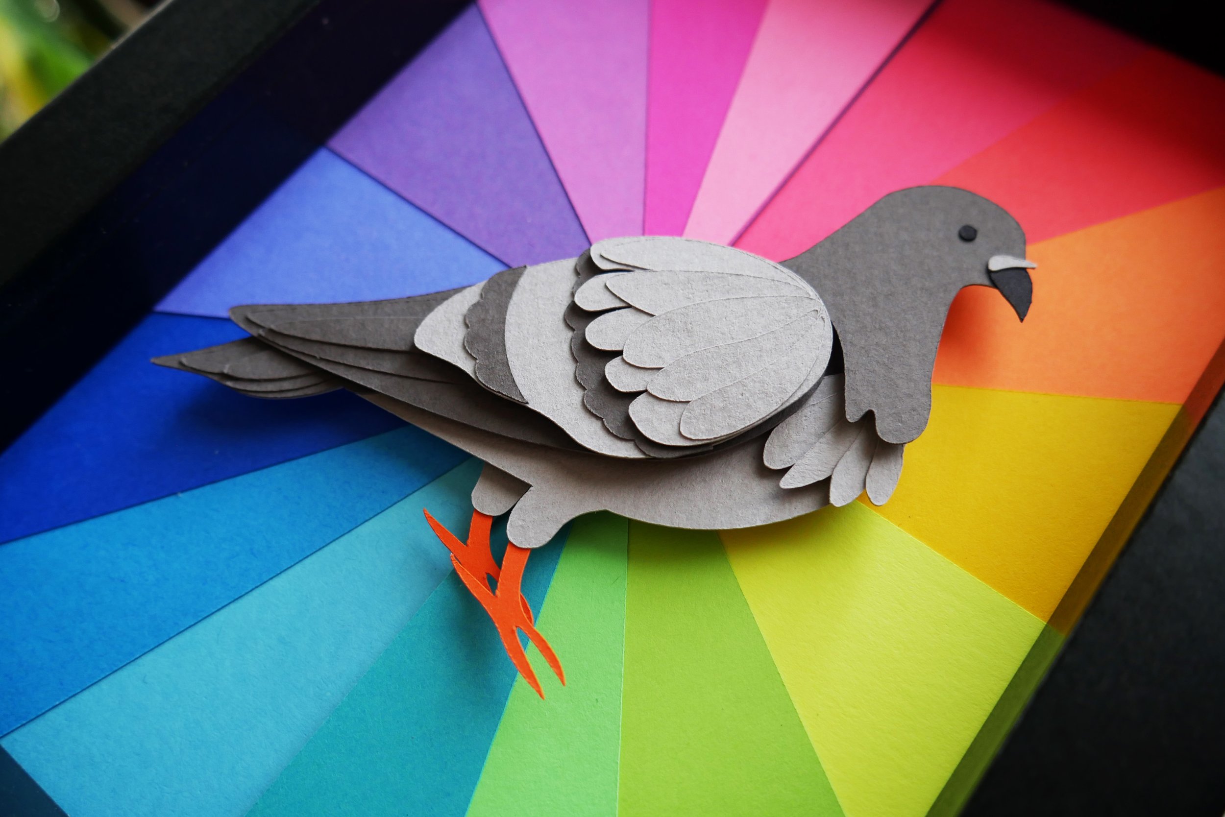NYC Pigeon Handmade Paper Art Original