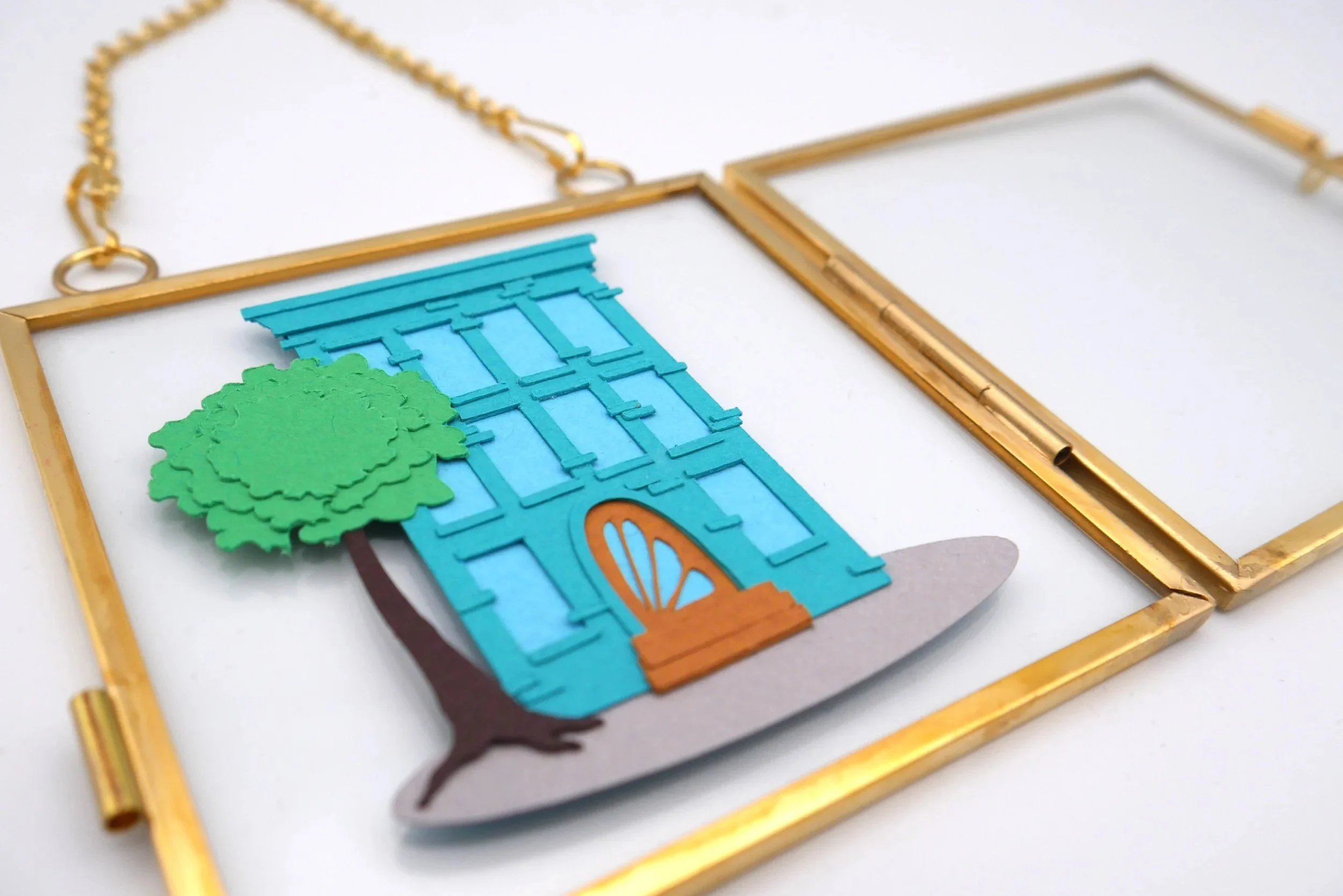 Teal Brownstone (Mini Framed Artwork)