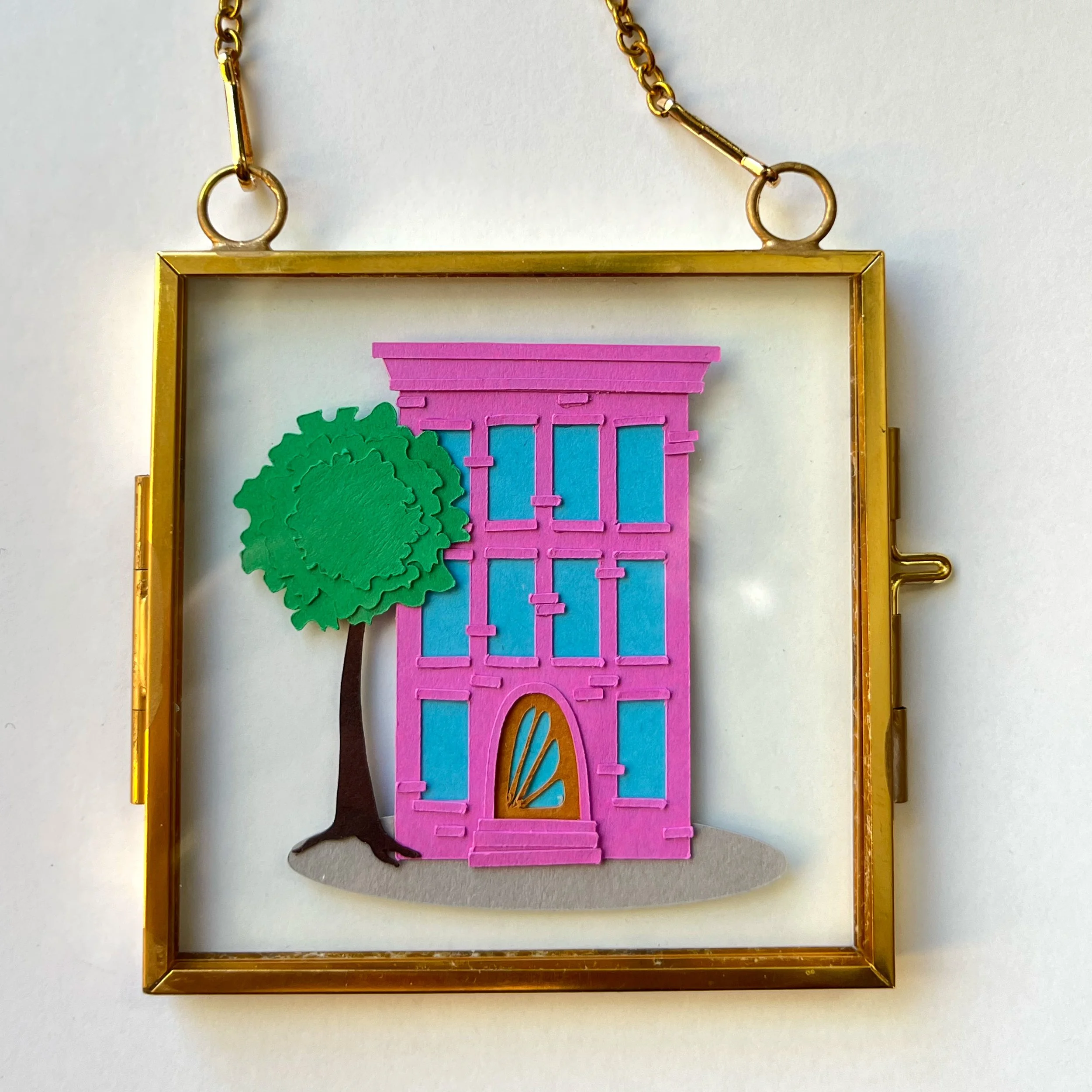 Bubble Gum Brownstone (Mini Framed Original)