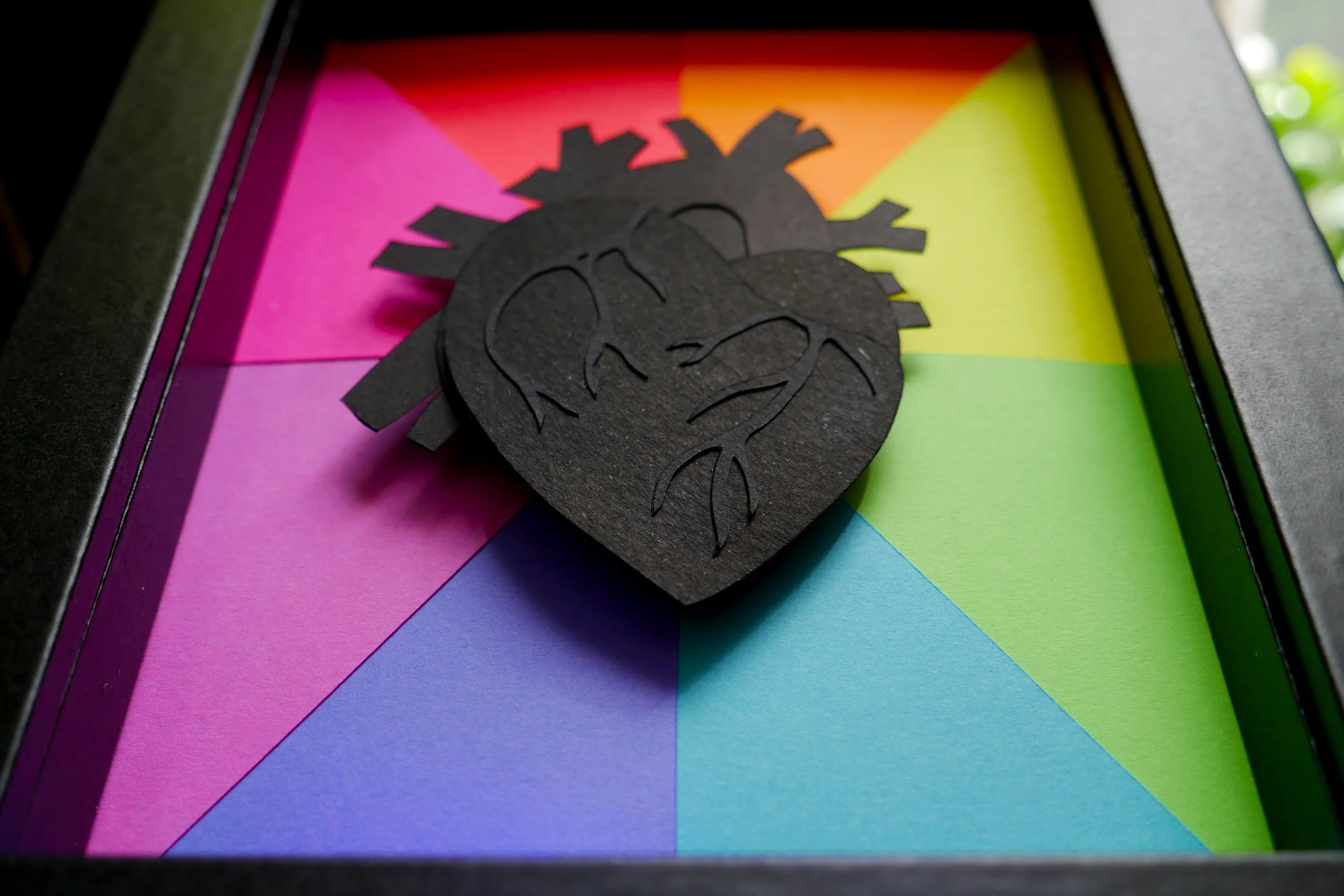Unique Black Heart Handmade Paper Art