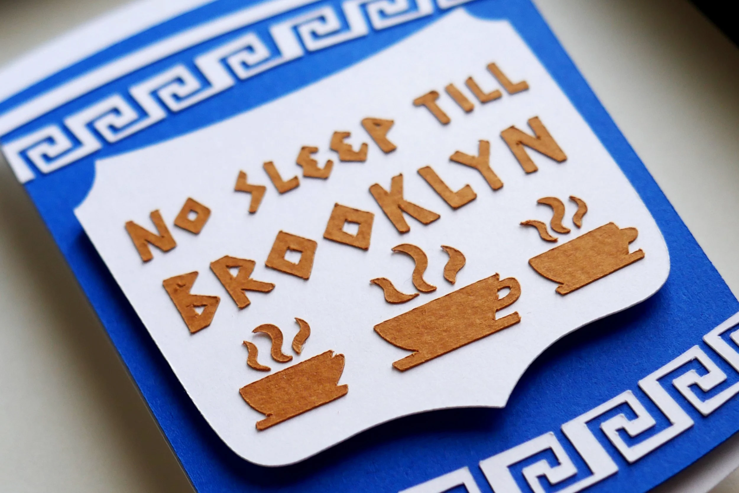No Sleep Till Brooklyn NYC Coffee Cup Handmade Paper Art