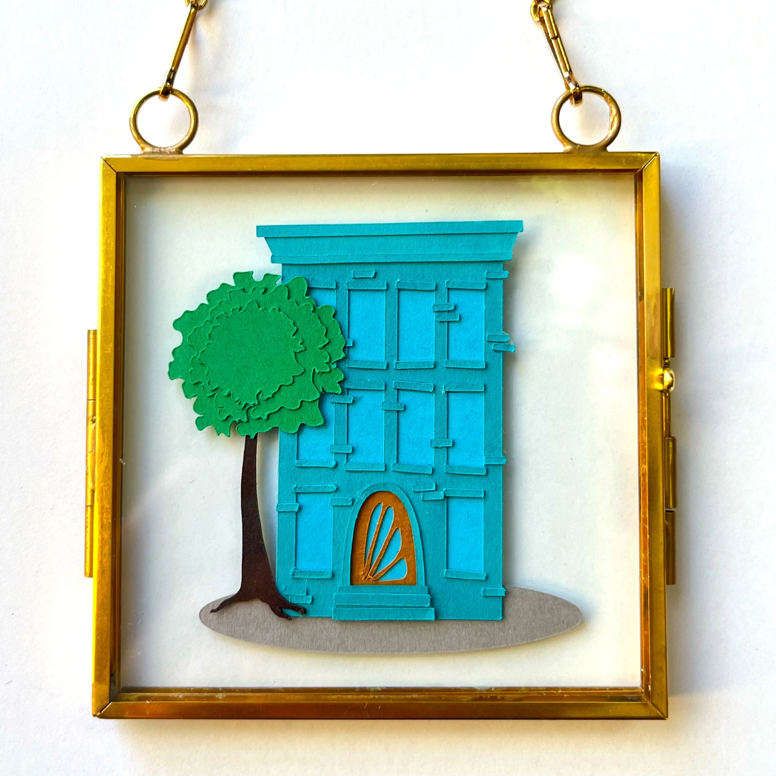 Teal Brownstone (Mini Framed Artwork)