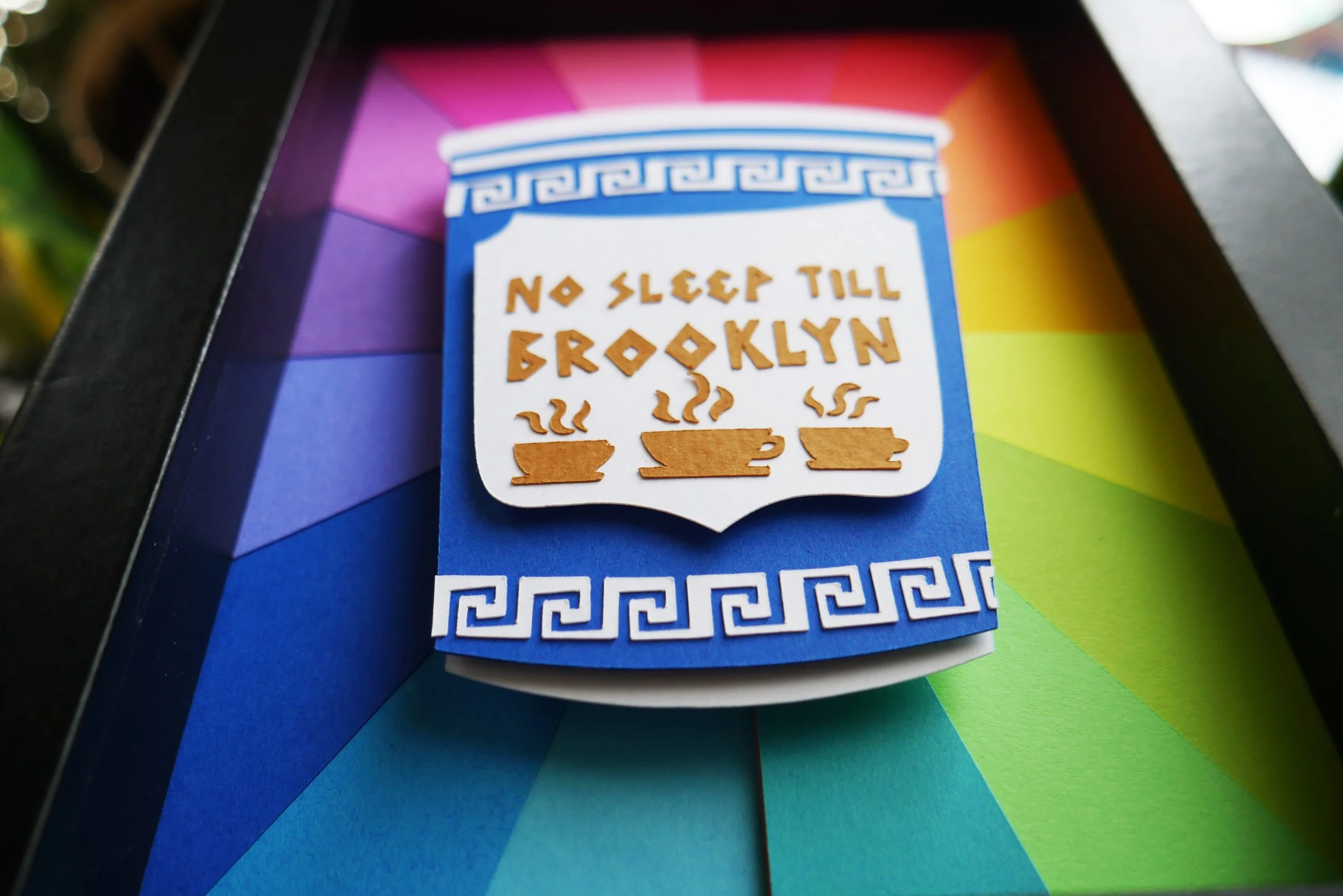 No Sleep Till Brooklyn NYC Coffee Cup Handmade Paper Art