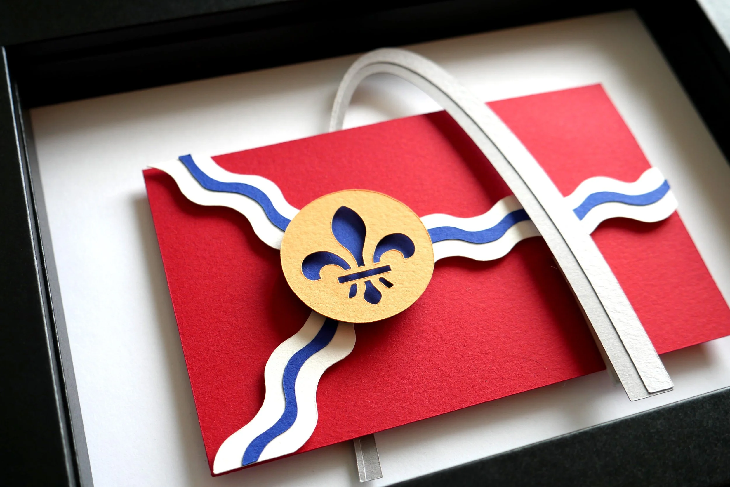 St. Louis Arch St. Louis Flag Handmade Paper Art