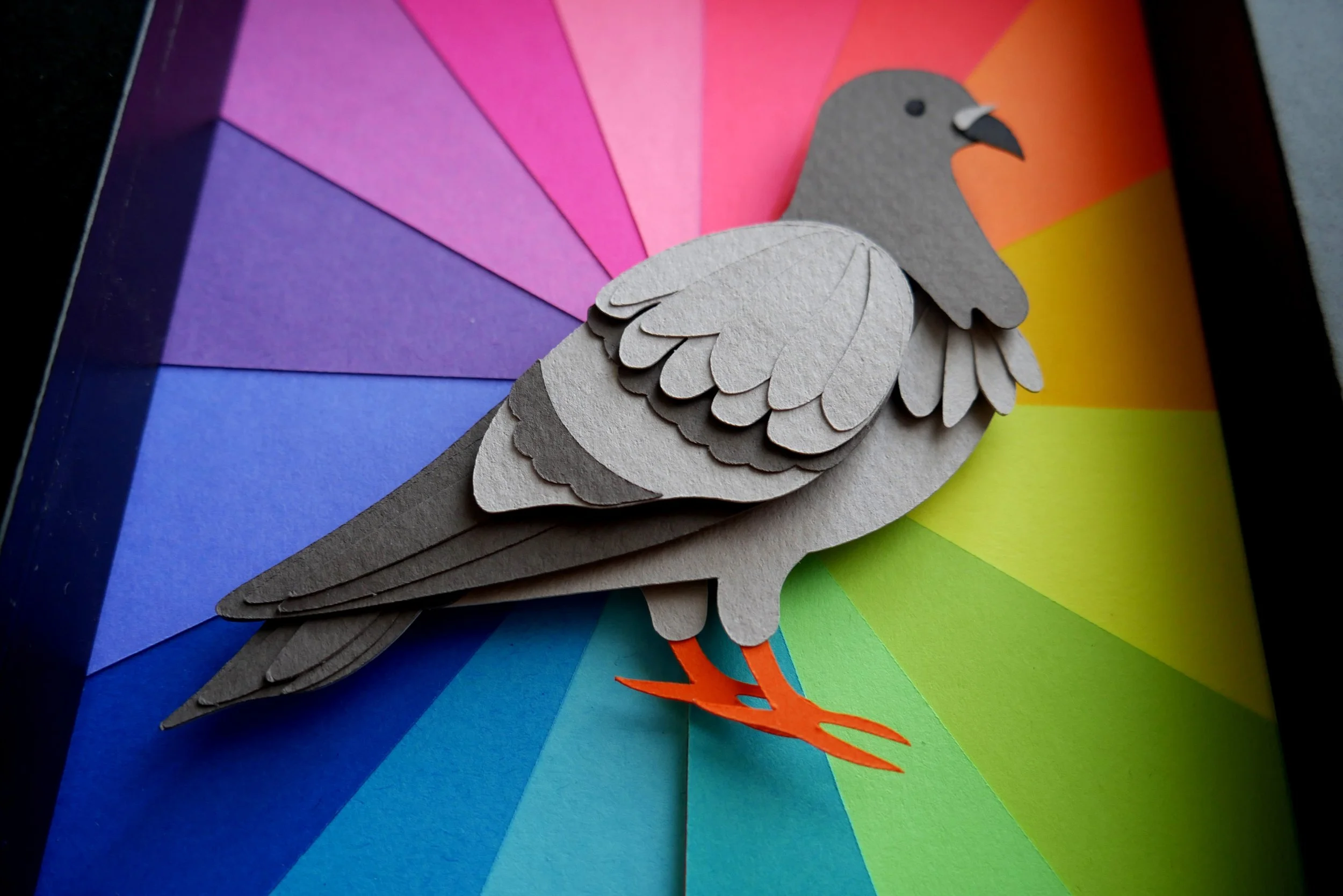 NYC Pigeon Handmade Paper Art Original