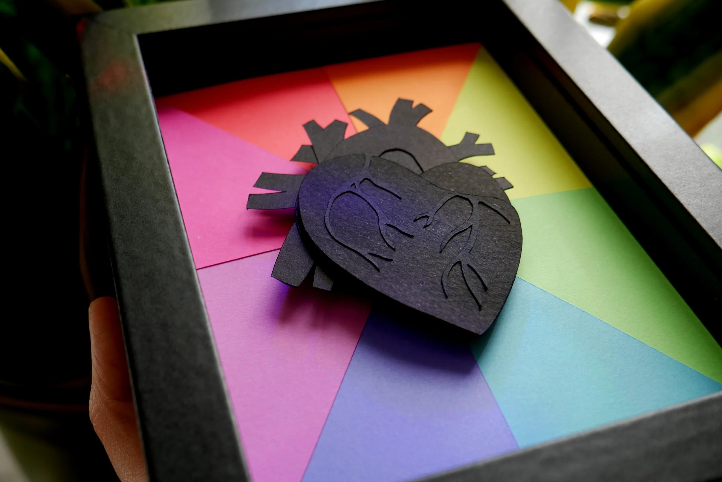 Unique Black Heart Handmade Paper Art
