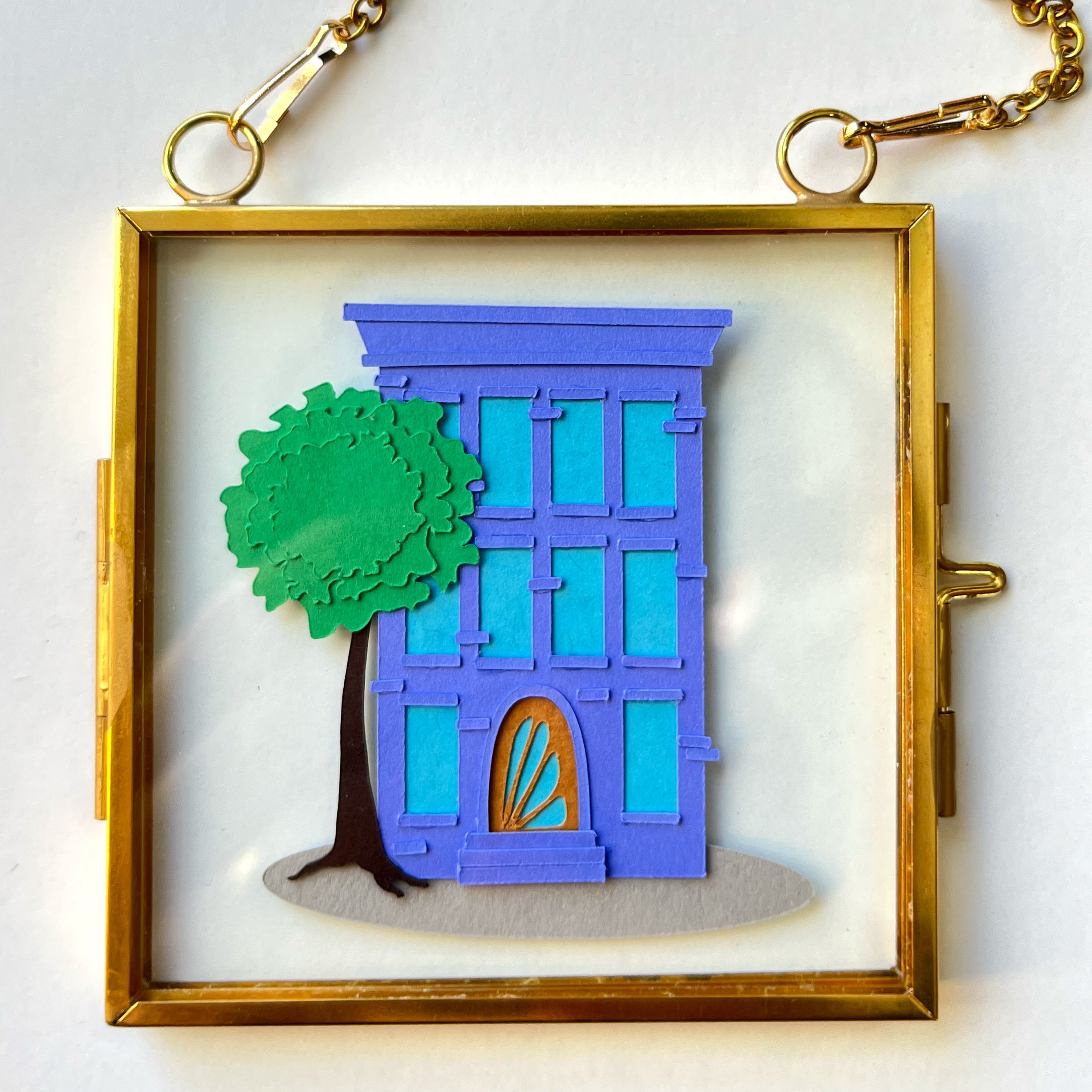 Perriwinkle Brownstone (Mini Framed Artwork)