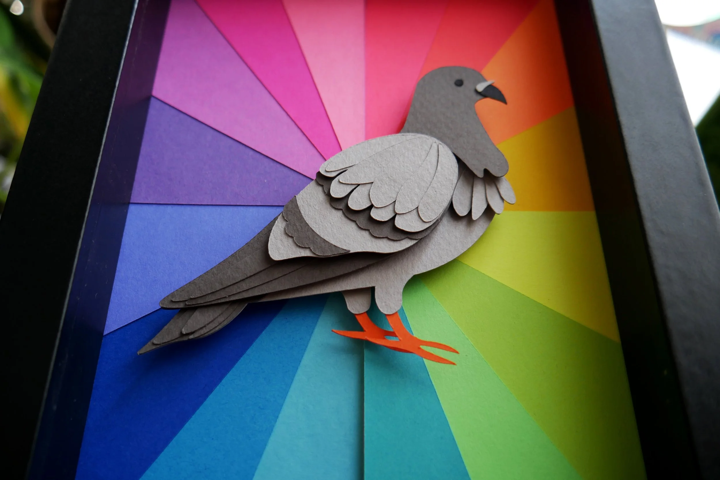NYC Pigeon Handmade Paper Art Original