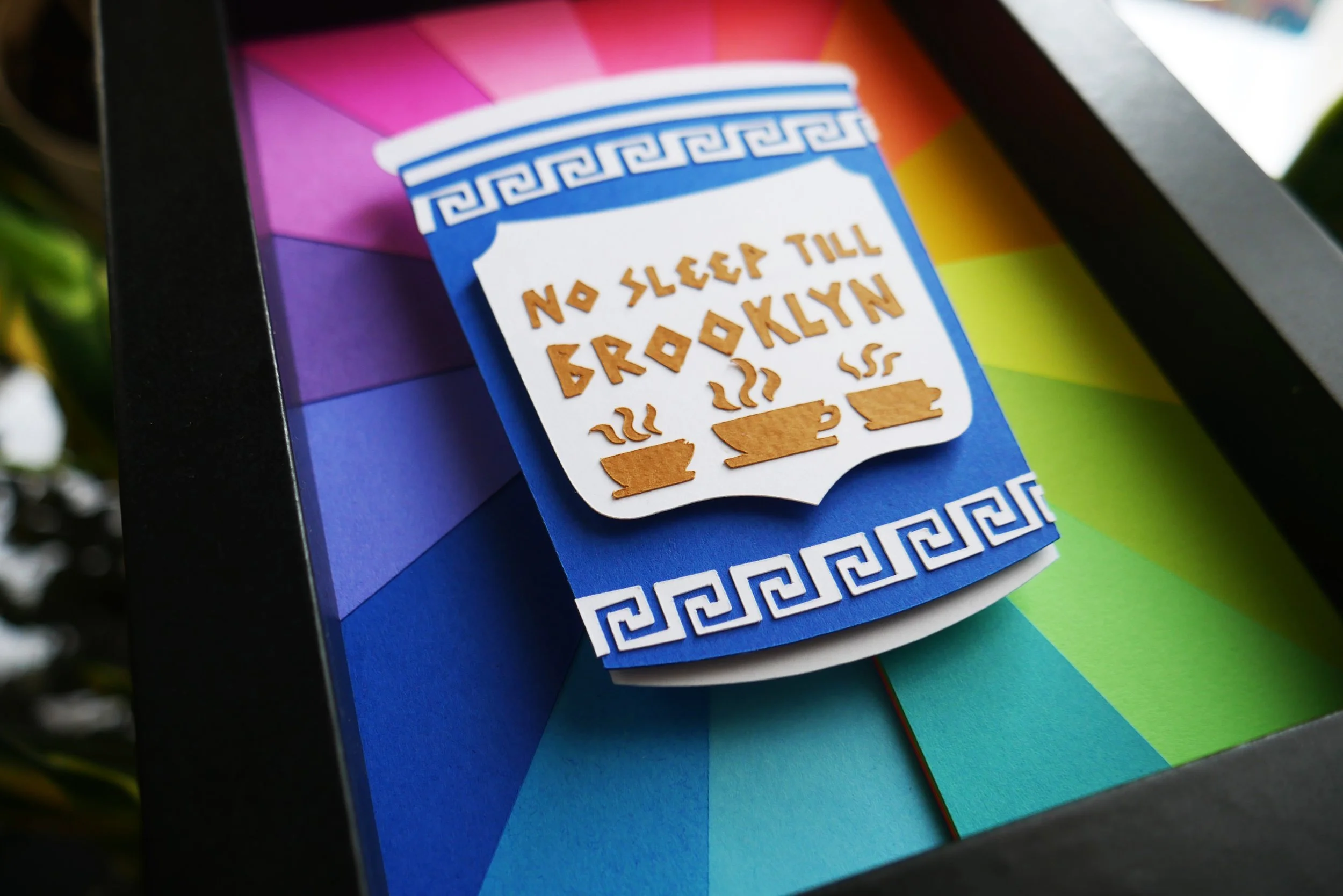 No Sleep Till Brooklyn NYC Coffee Cup Handmade Paper Art