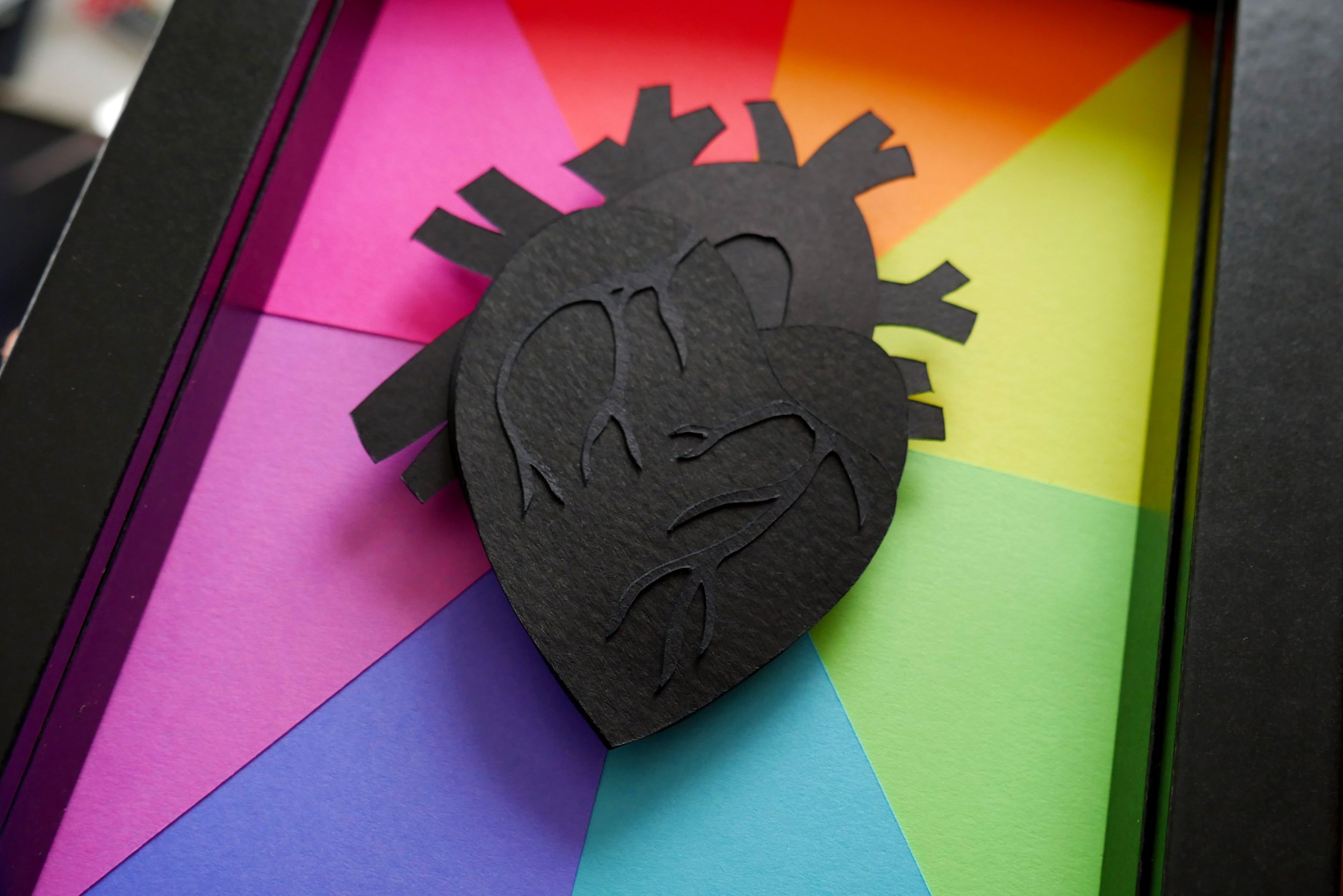 Unique Black Heart Handmade Paper Art