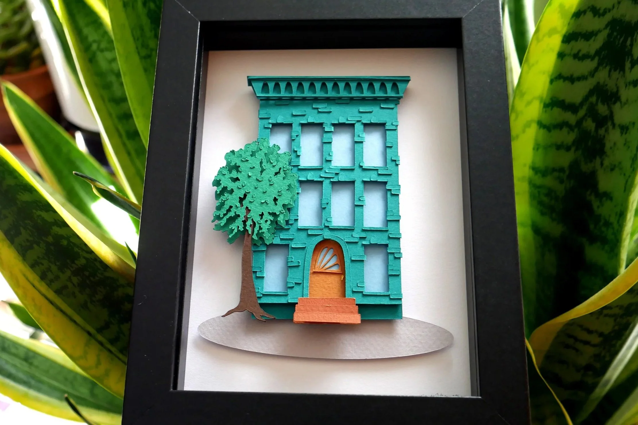 Brooklyn Brownstone Handmade Paper Art