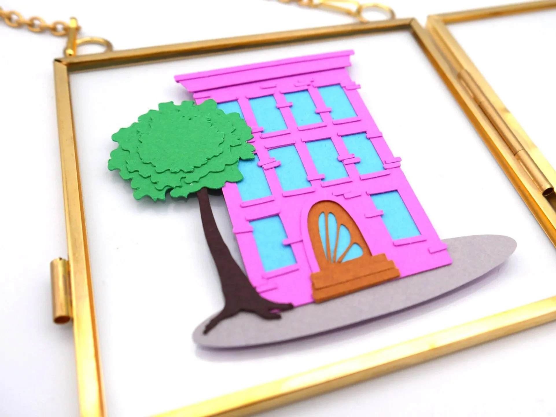 Bubble Gum Brownstone (Mini Framed Original)