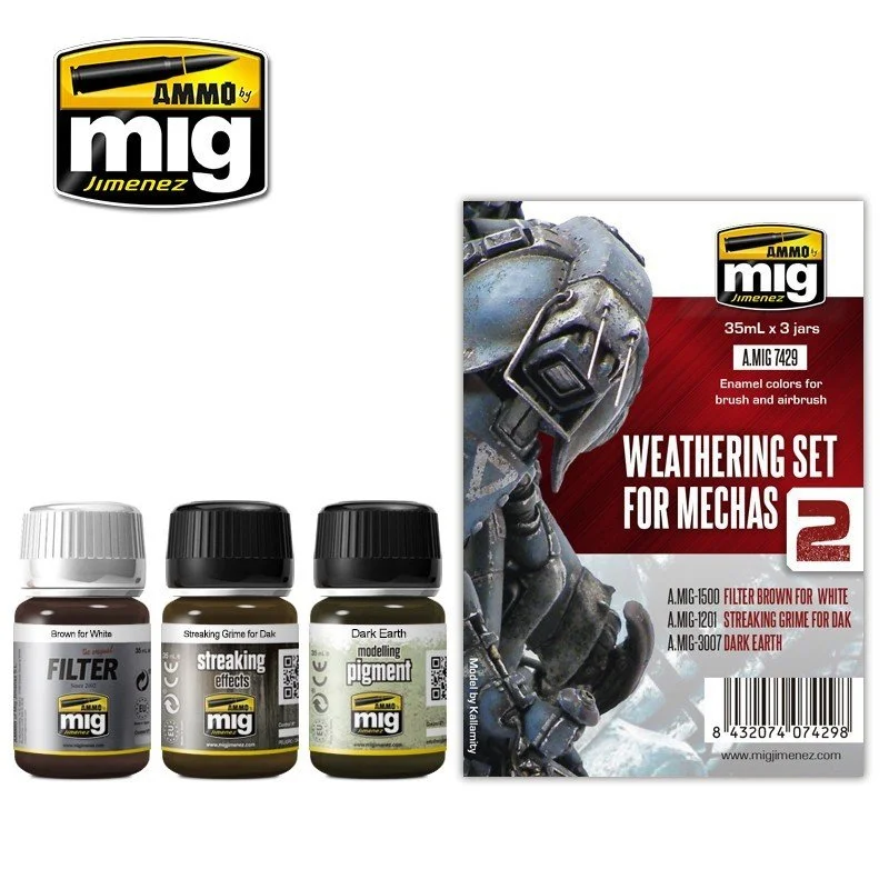 AMMO 35mL Enamel Weathering Set for Mechas #A.MIG-7429