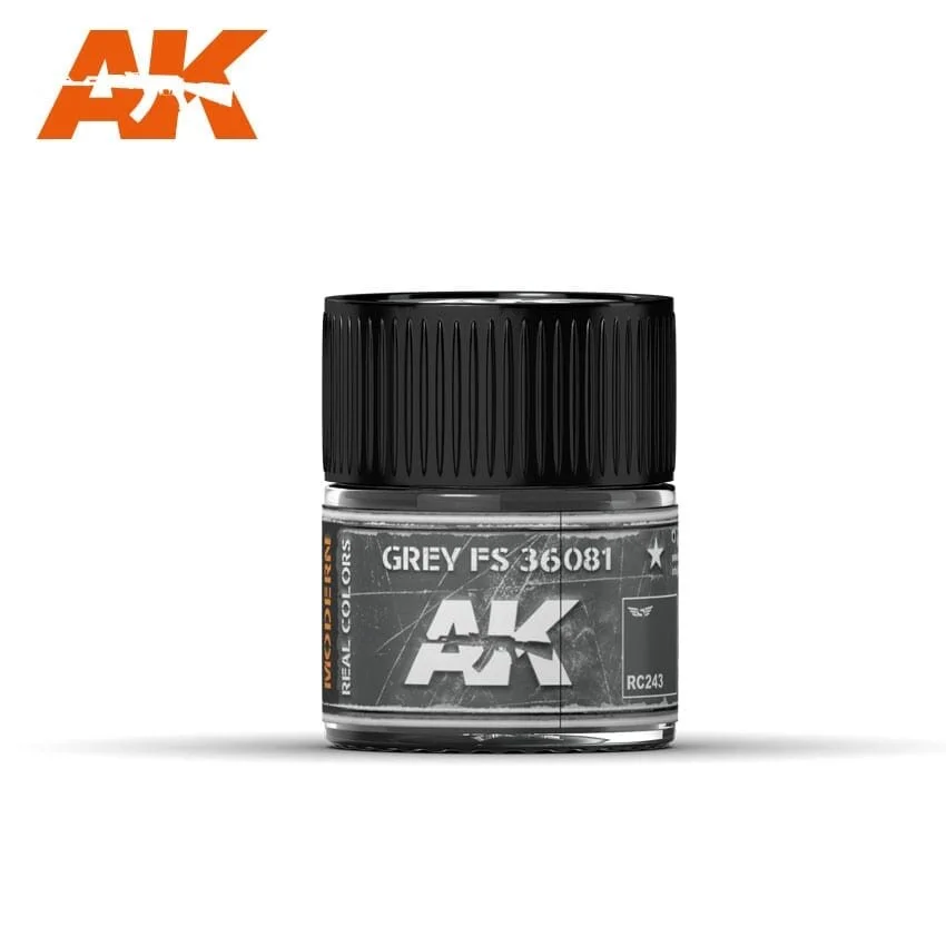 AK REAL COLORS: GREY RC243 FS36081  Acrylic Lacquer Paint 10ml Bottle
