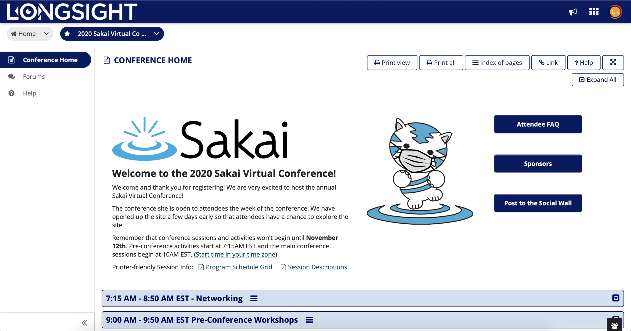 Sakai Virtual Conference: Accessibility Report Card