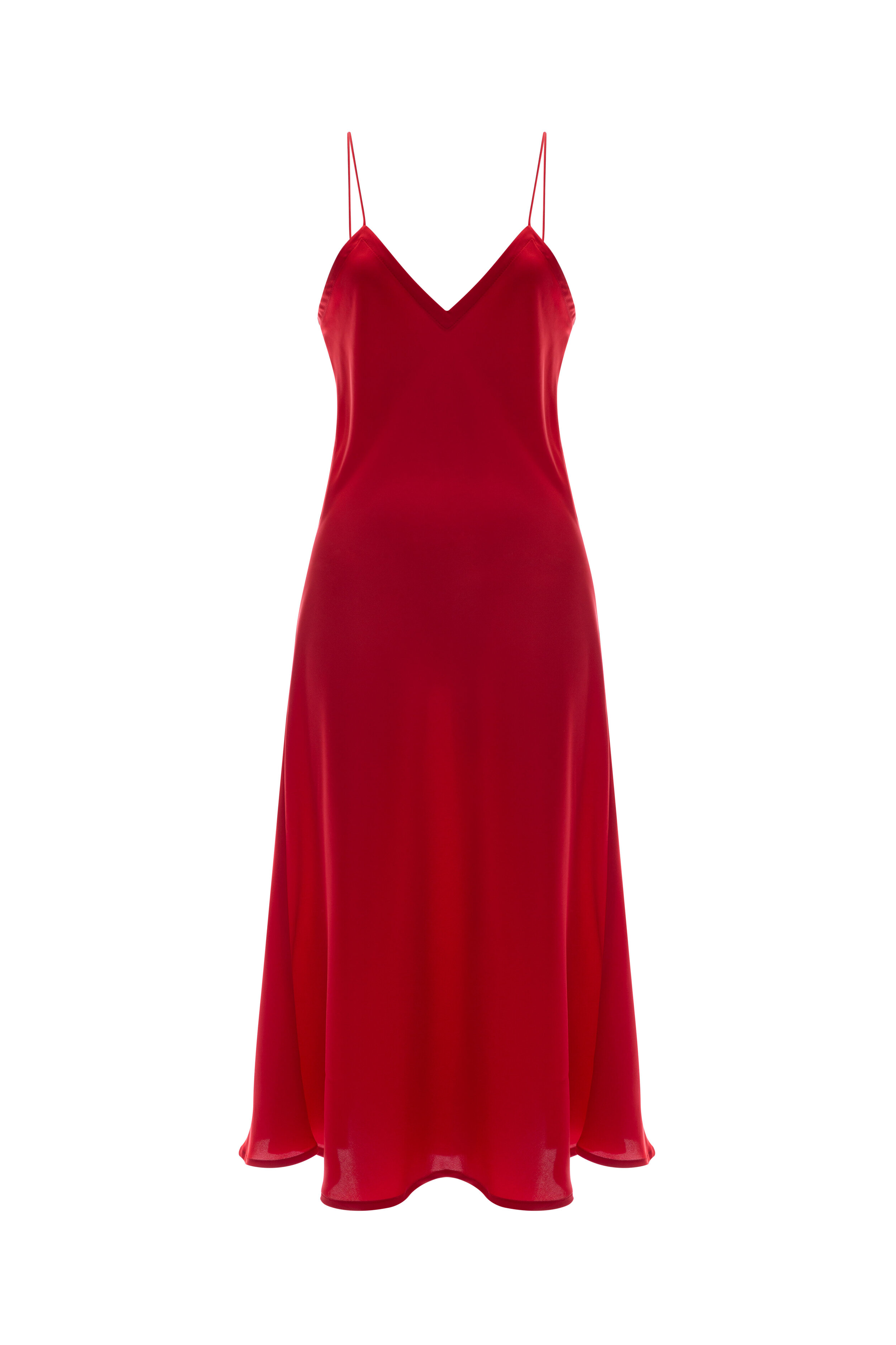 red midi slip dress