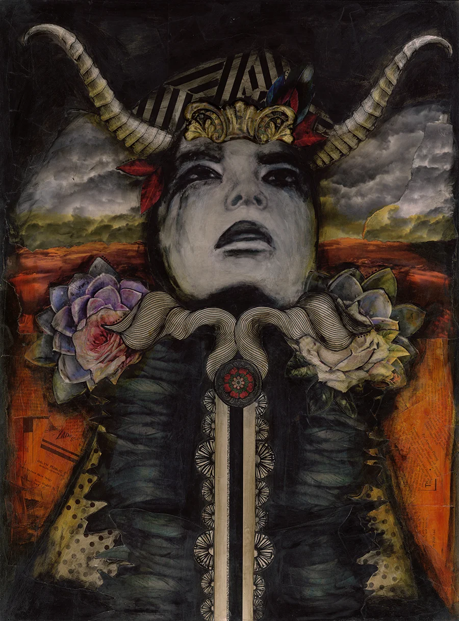 Horns at sunset canvas