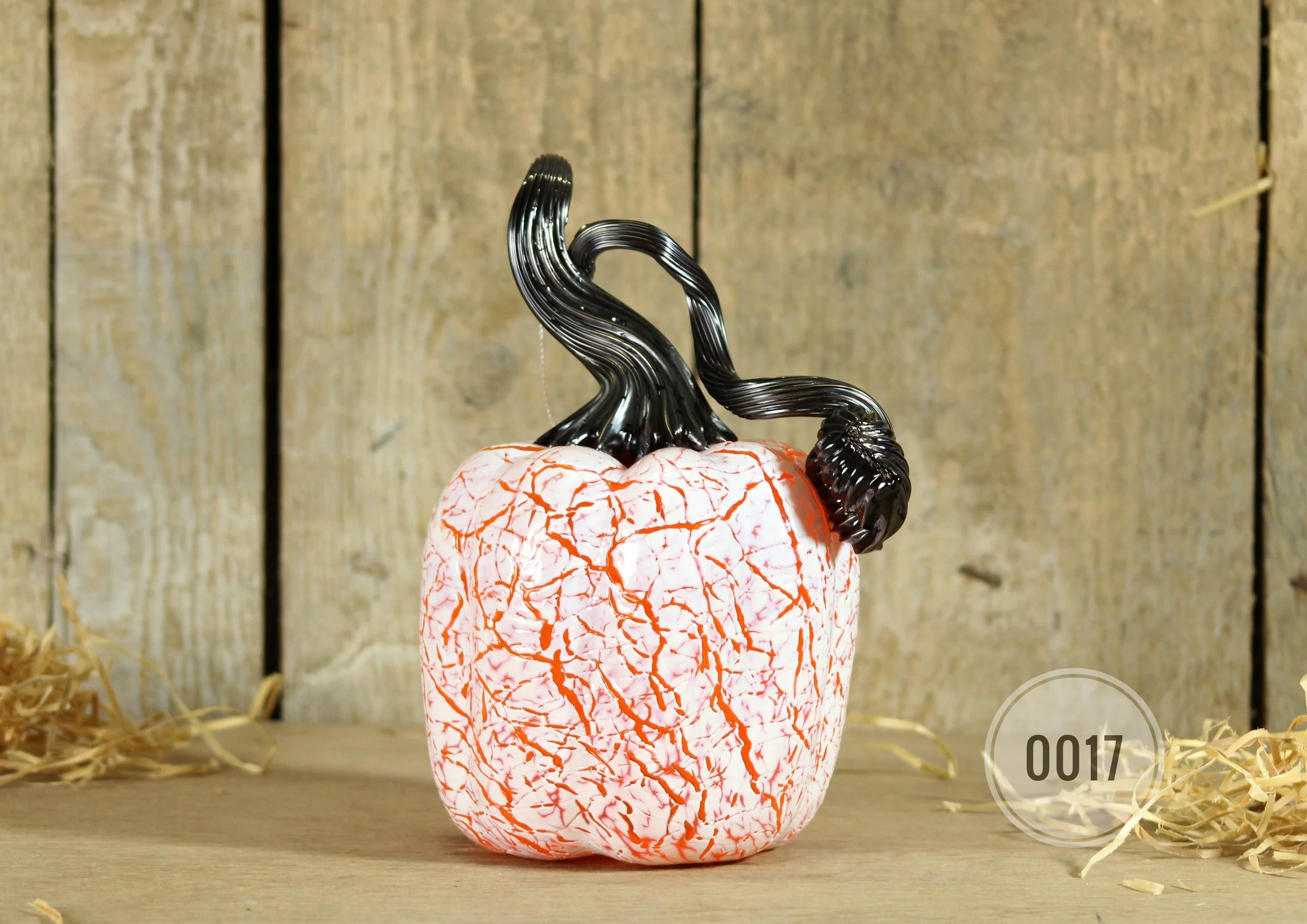 Orange Crackled Glass Pumpkin
