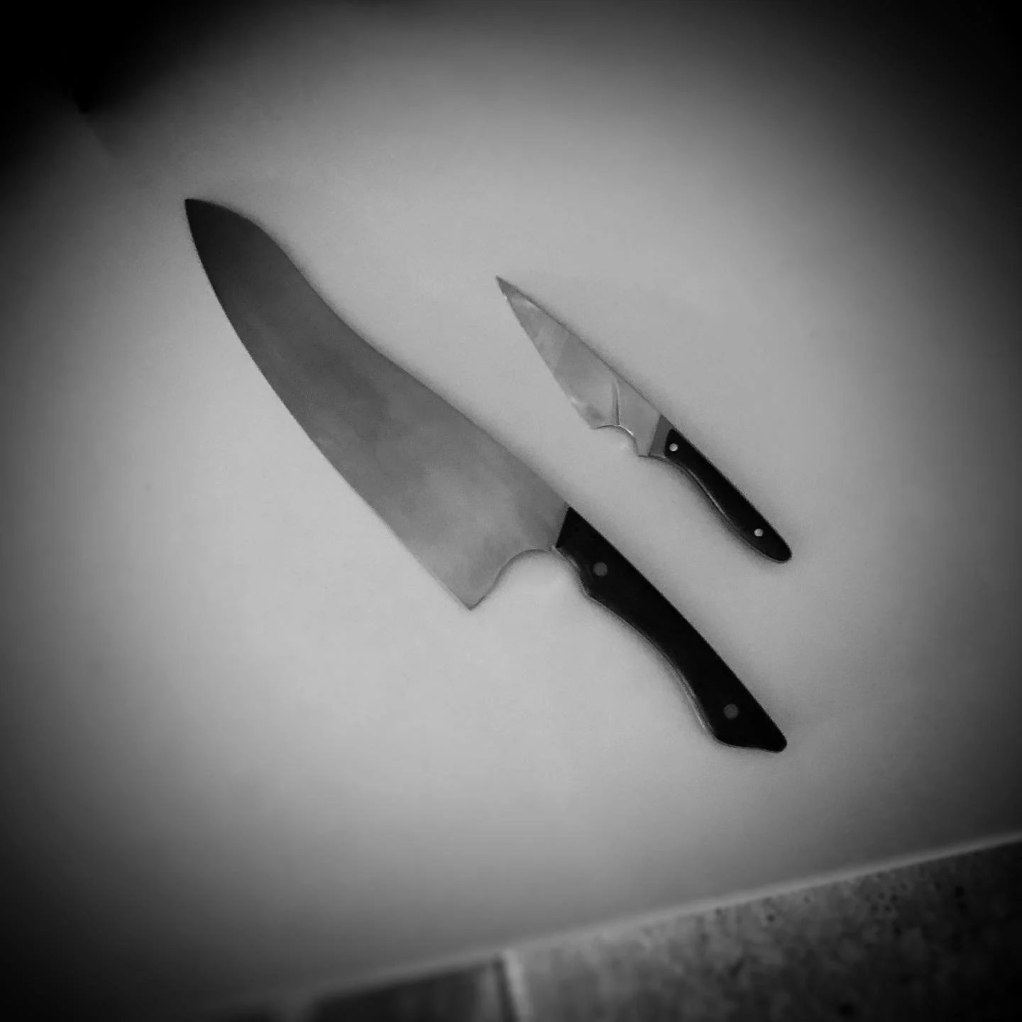 Two new designed knives going into my kitchen for a couple of months. 

All my new designs get this treatment before they are available to anyone else. 

They will be used and abused. (Within reason)

225mm edge/ 350mm total length,  blunt nosed chef