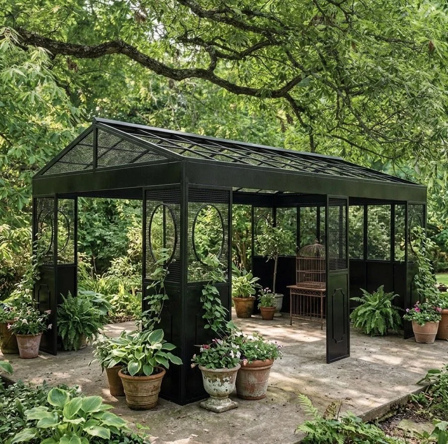 10' x 16' Victorian Style Iron Garden Gazebo Kit - Black Finish | **Build Time 24 Weeks **
