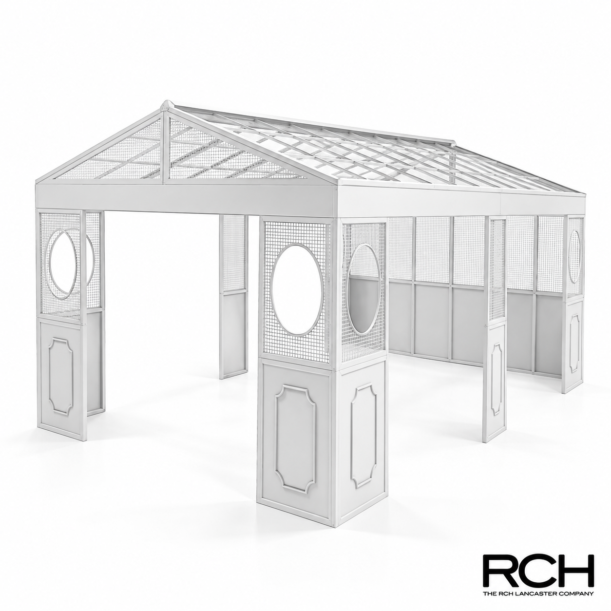 8' x 16' Victorian Style Iron & Glass Garden Gazebo Kit - White Finish | **Build Time 24 Weeks**