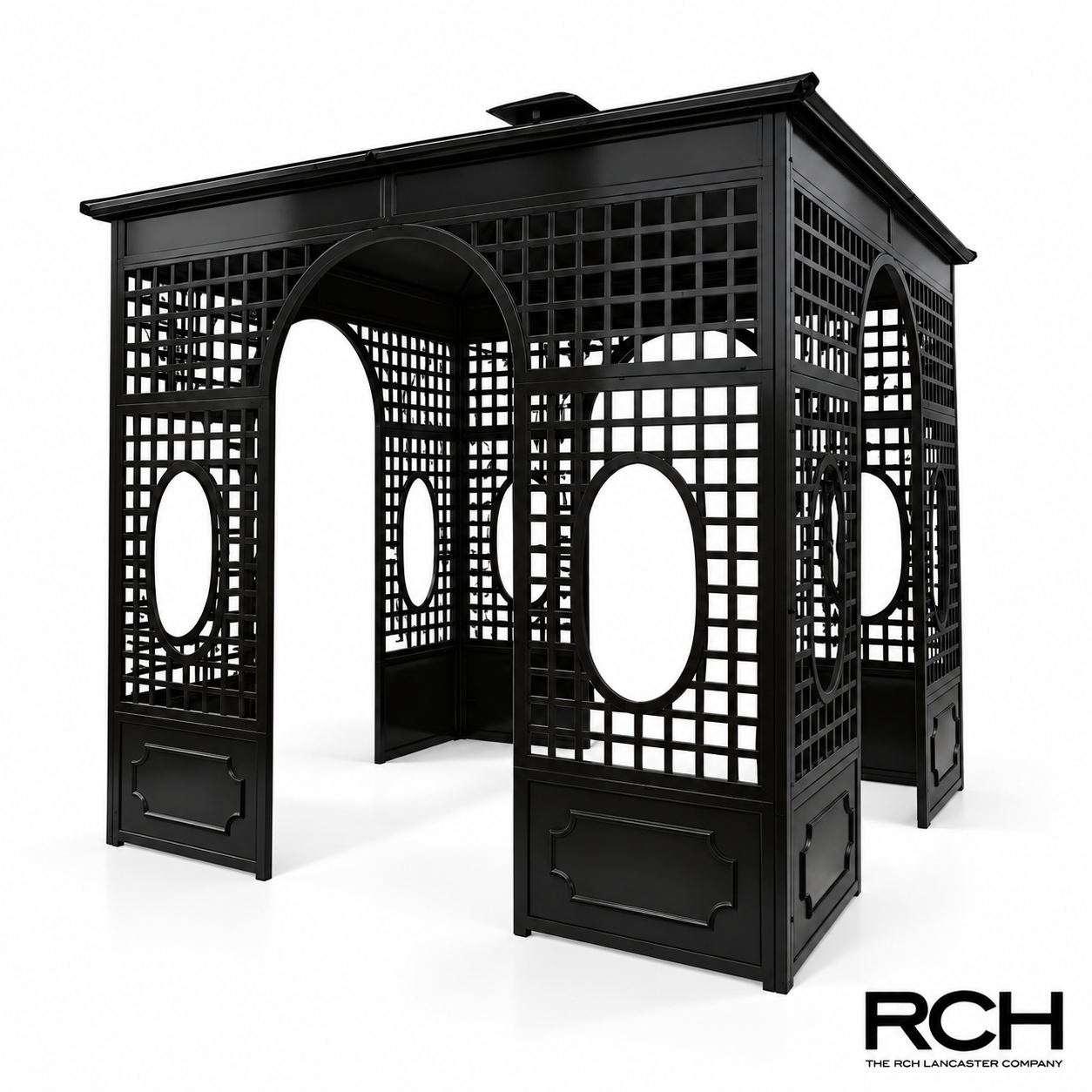 Victorian Style Cast Iron Garden Gazebo Kit - Black Finish | **Build Time 20 Weeks**