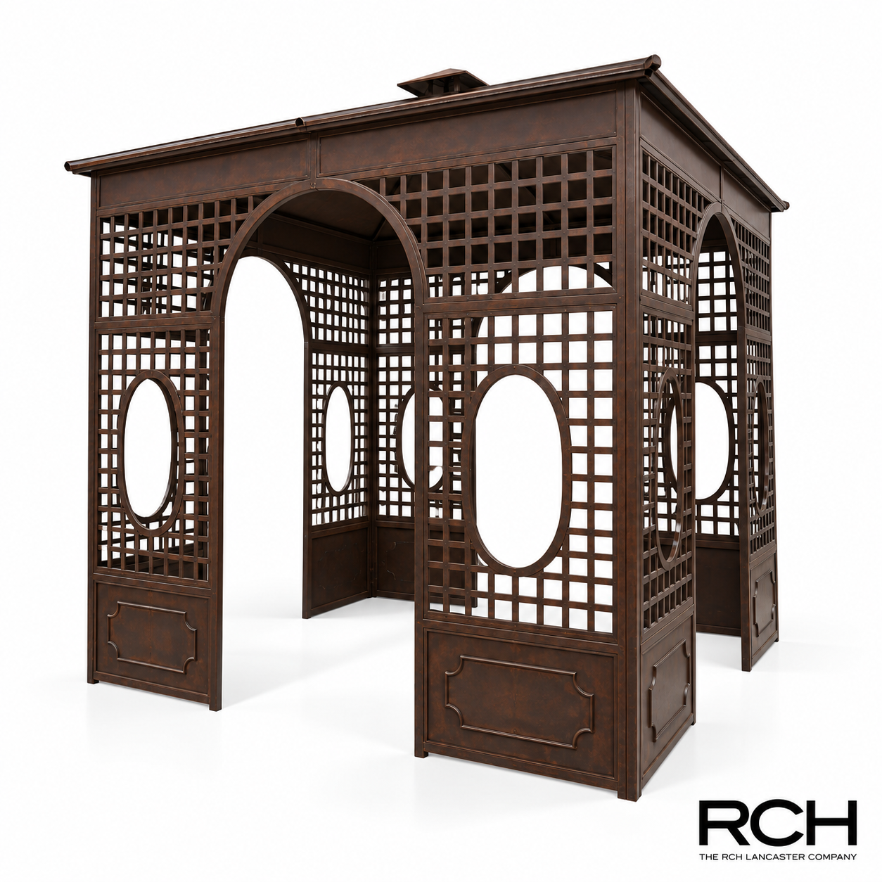 Victorian Style Iron Garden Gazebo Kit - Rust Brown | **Build Time 20 Weeks**