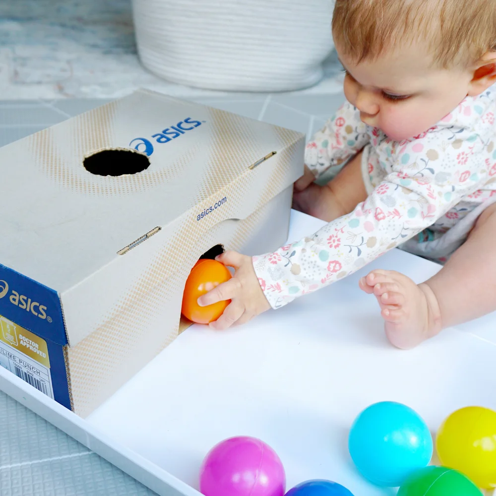 Ball Drop Shoebox Baby Play Hacks