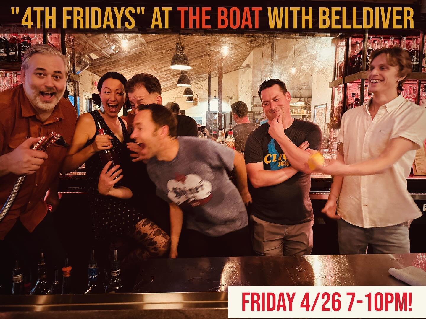 Join these weirdos 👆🏻at @theboatatx on Friday as we continue our &ldquo;4th Fridays&rdquo; series every month through June. You guessed it, we play the 4th Friday of every month. 

We&rsquo;ll be on from 7-10 so head on out for drinks, great food, 