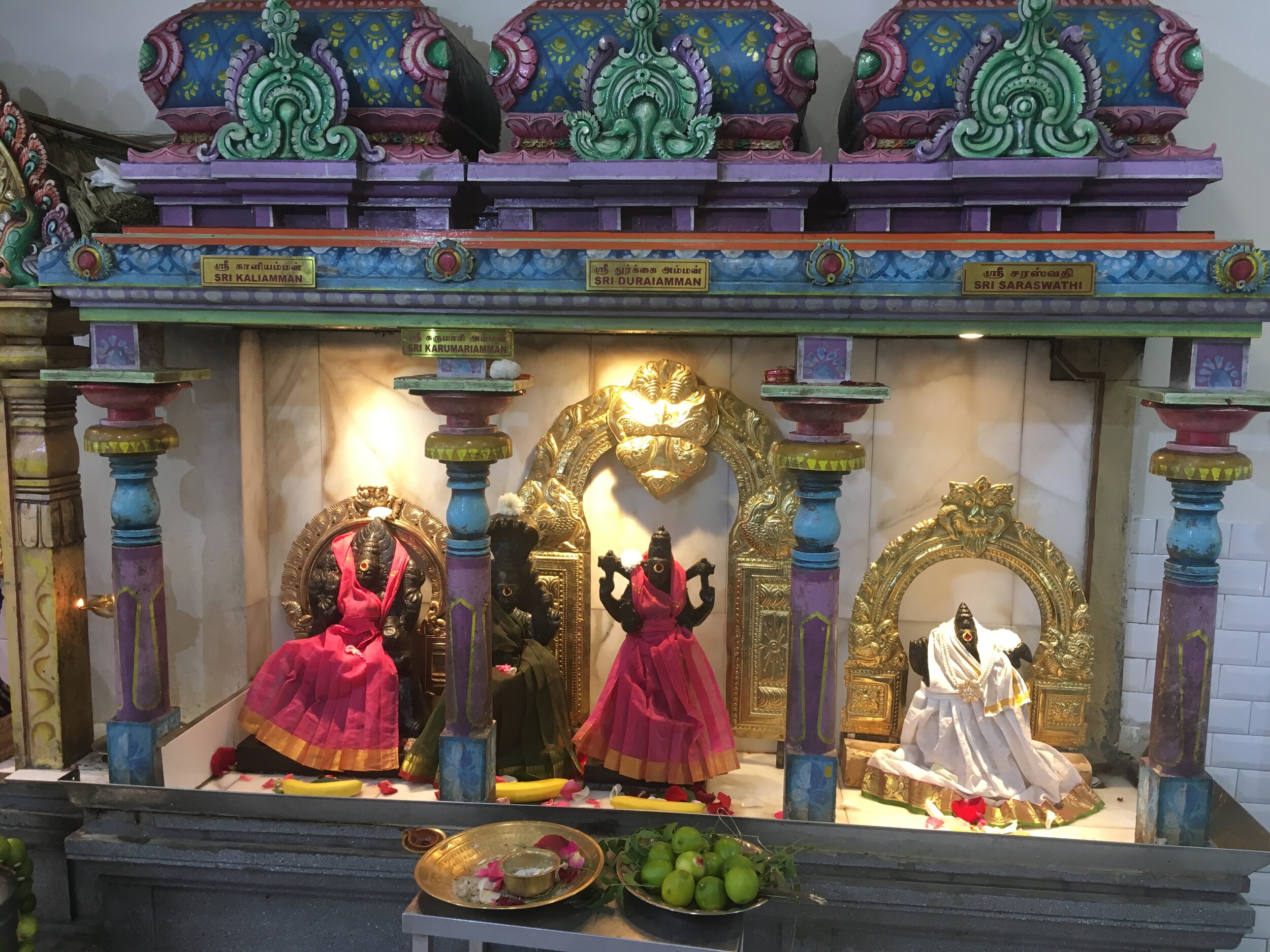 Goddesses Kaliamman, Duraiamman, Saraswathi