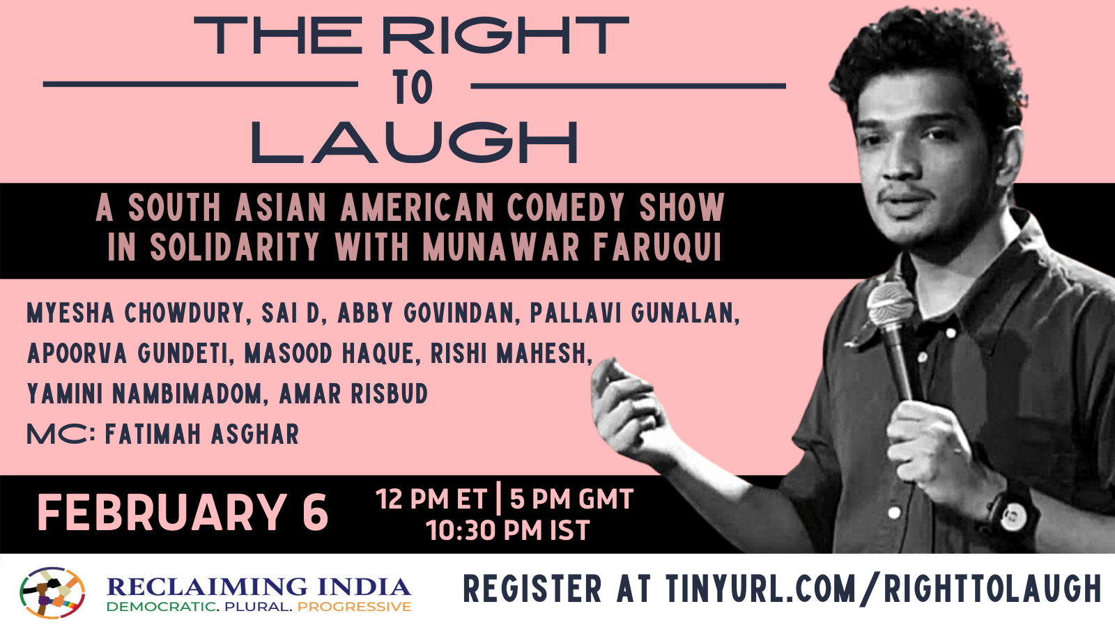 For Immediate Release:&nbsp;  MUNAWAR FARUQUI RELEASED FROM JAIL WITHIN ONE HOUR OF “RIGHT TO LAUGH” DIASPORA SOLIDARITY SHOW