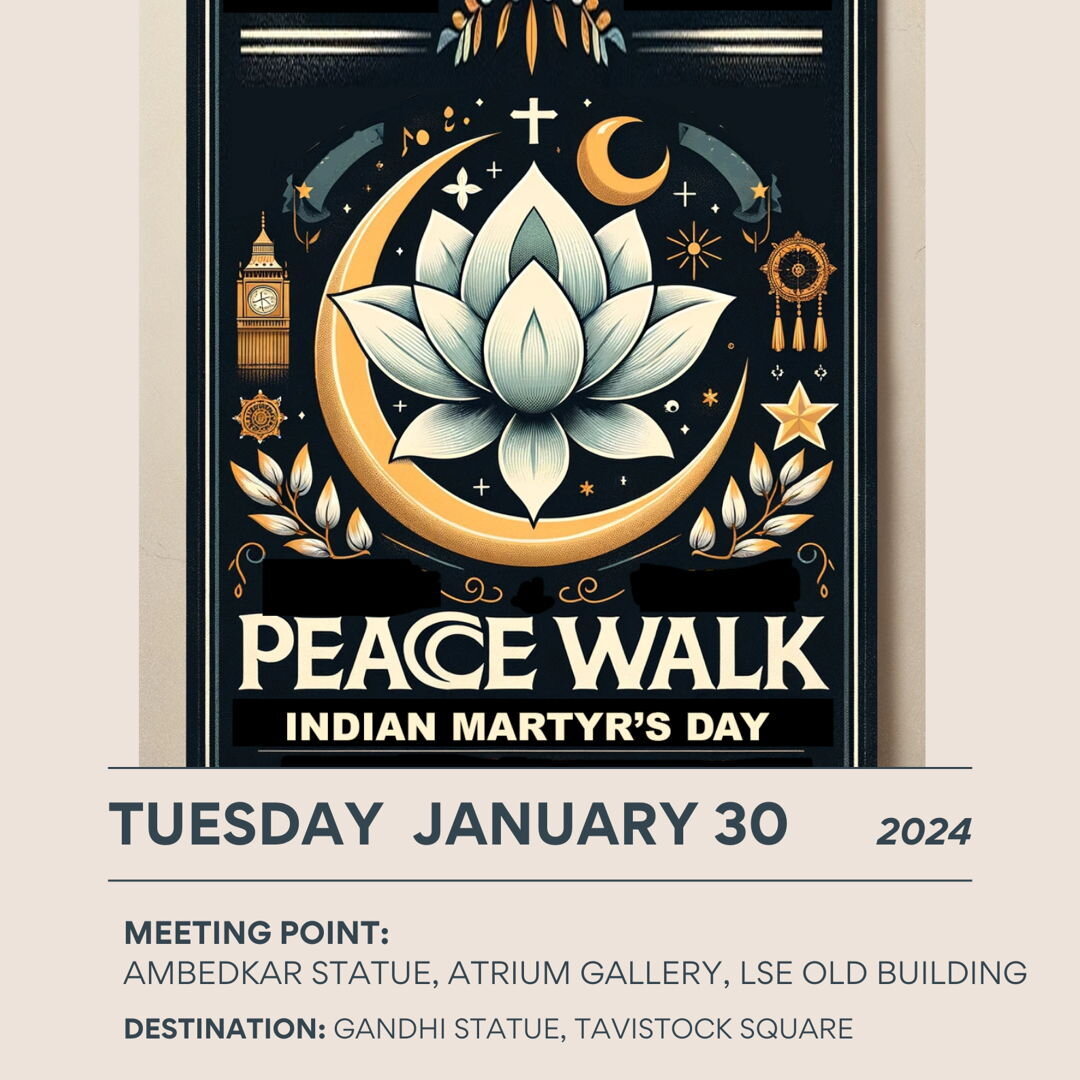 Hey all HfHR people in London. Join us on Tues Jan 30th at 6pm for A Peace Walk a powerful display of interfaith unity sponsored by (HfHR) UK and the Indian Muslim Council UK. Leaving at 6 pm from the Ambedkar Statue, Atrium Gallery, LSE Old Bldg. 
@
