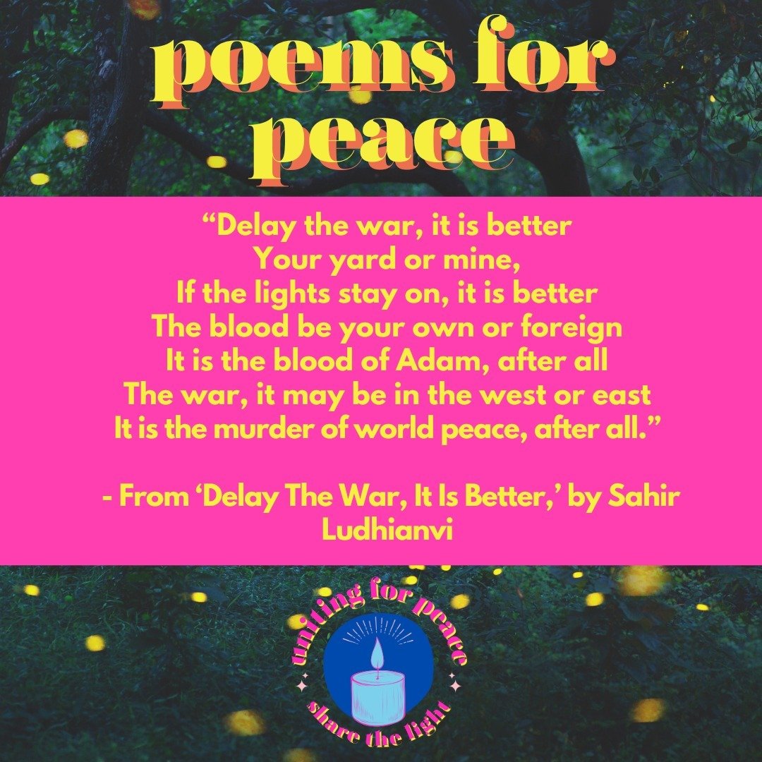 Poems are a powerful way to spread a message of peace, hope, and happiness, especially during times of uncertainty and division. 

Join our campaign #UnitedforPeace24 by sharing your favourite poem about peace, or writing one of your own! Use the has