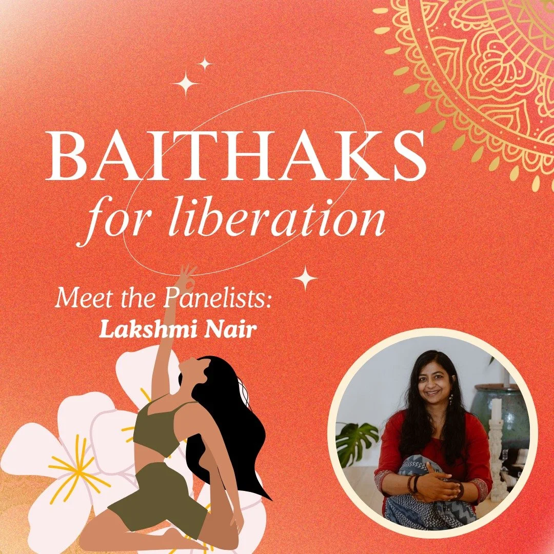 Our October baithak is next week! Have you registered yet? 💫 

Meet one of our panelists, yoga educator Lakshmi Nair { @lakshmedmad }. Swipe through ➡️ to learn more about this empowering leader, mother, and HfHR member! 🪷 

Be sure to register at 