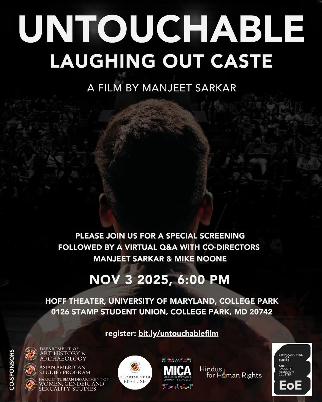 Presenting, Untouchable: Laughing Out Caste, a film by Manjeet Sarkar @manjeet_not_sarkar. Please join us for a special screening of @untouchable_the_film followed by a virtual Q&amp;A with co-directors Manjeet Sarkar and Mike Noone @mikenoonevisuals