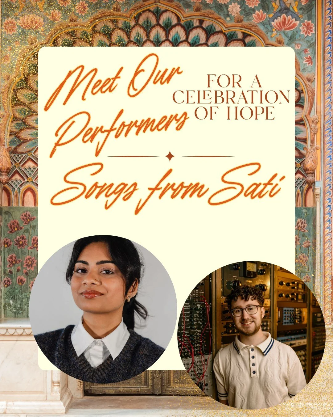 Meet another extraordinary duo performing at our Celebration of Hope Gala ✨

🎶 Vaibu Mohan &amp; Zachary Catron will share selections from Sati: Goddess Incarnate, a groundbreaking musical project that bridges Carnatic tradition with Western experim