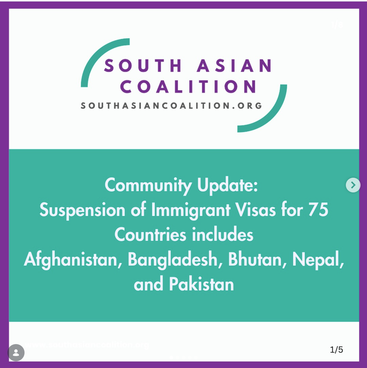 Suspension of Visas for 75 Countries includes Afghanistan, Nepal, Bhutan and Pakistan