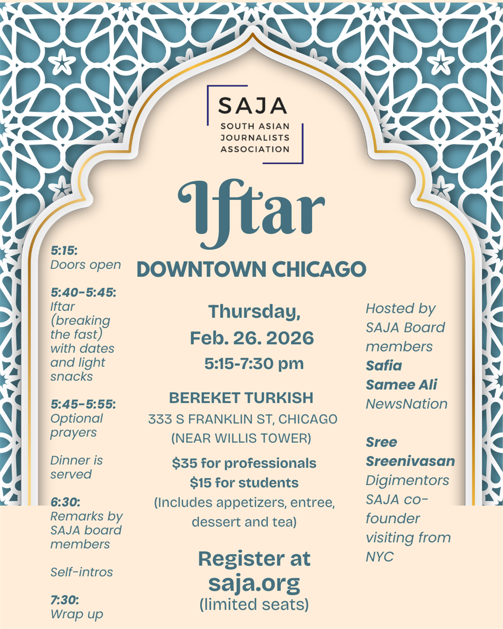 SAJA Iftar – Downtown Chicago 