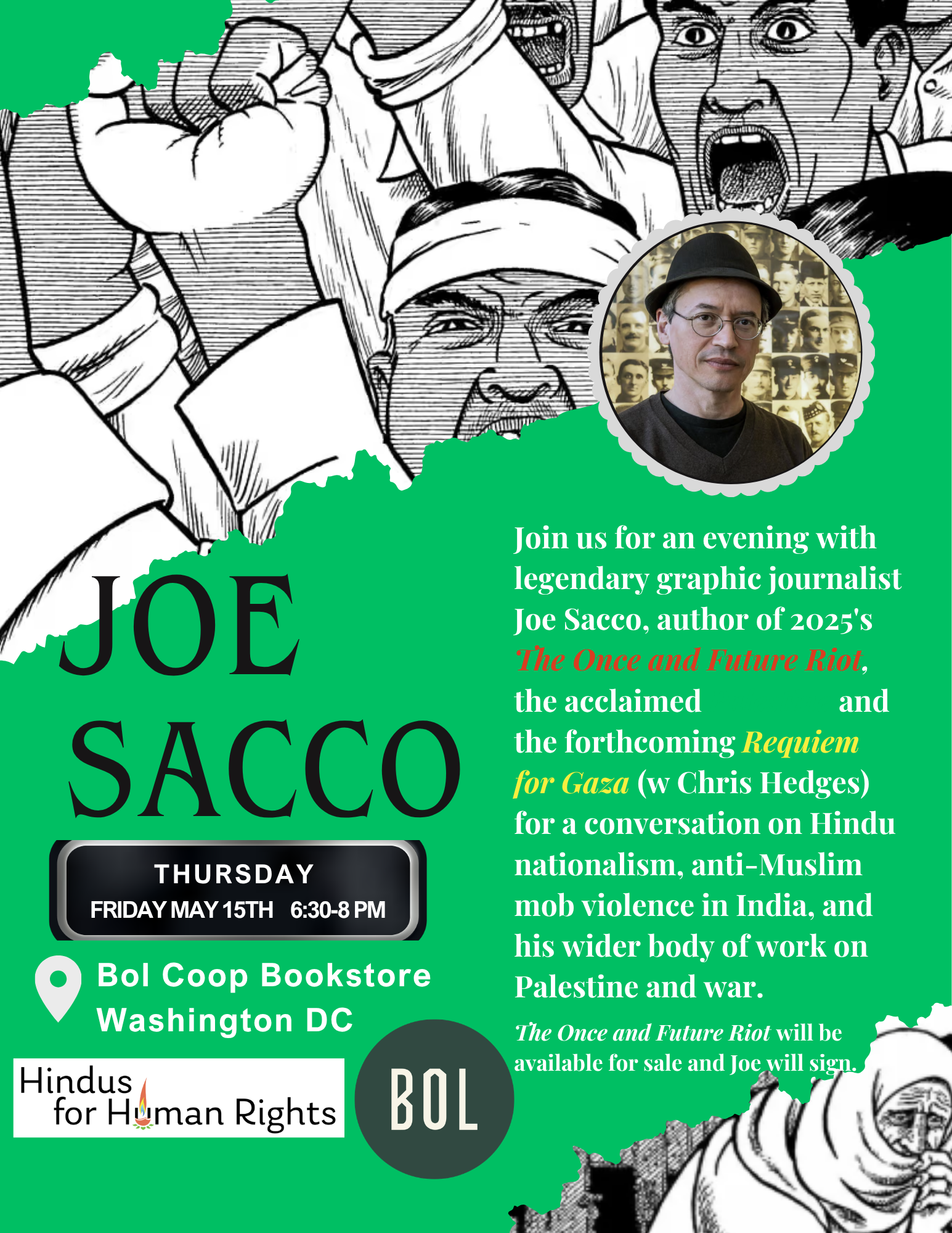 An Evening with Joe Sacco: Graphic Journalism, Hindu Nationalism, Palestine &amp; War, Washington DC