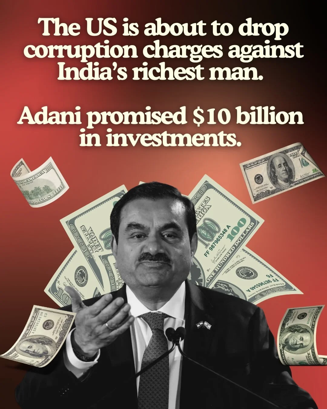 The US is about to drop corruption charges against India&rsquo;s richest man &mdash; who promised Trump $10 billion in investments. 

How did this all happen? 

Swipe ➡️ to learn more about Trump, Adani, and India-US relations, from the Hindenburg Re