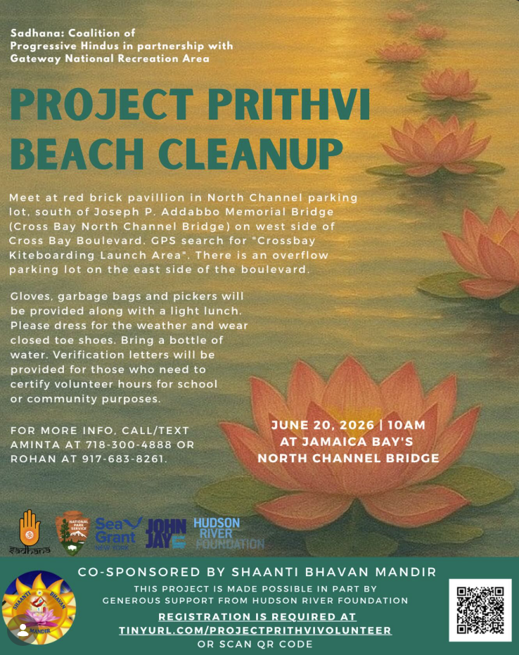 Project Prithvi Beach Cleanup, Queens NY